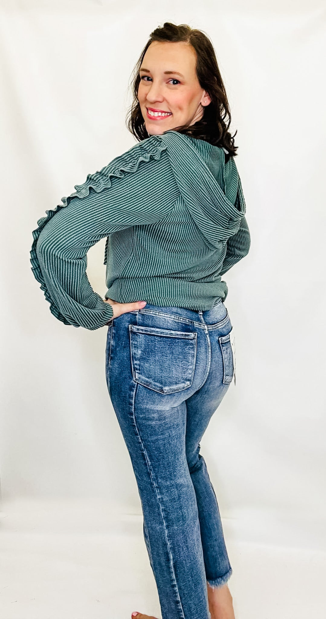 Risen High Rise Seam Detail Ankle Flare Jeans - RDP5724