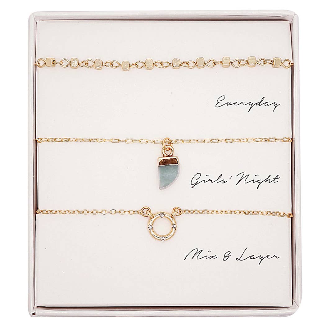 Green Assorted Layering Pendant Necklace Gift Set - ND10040
