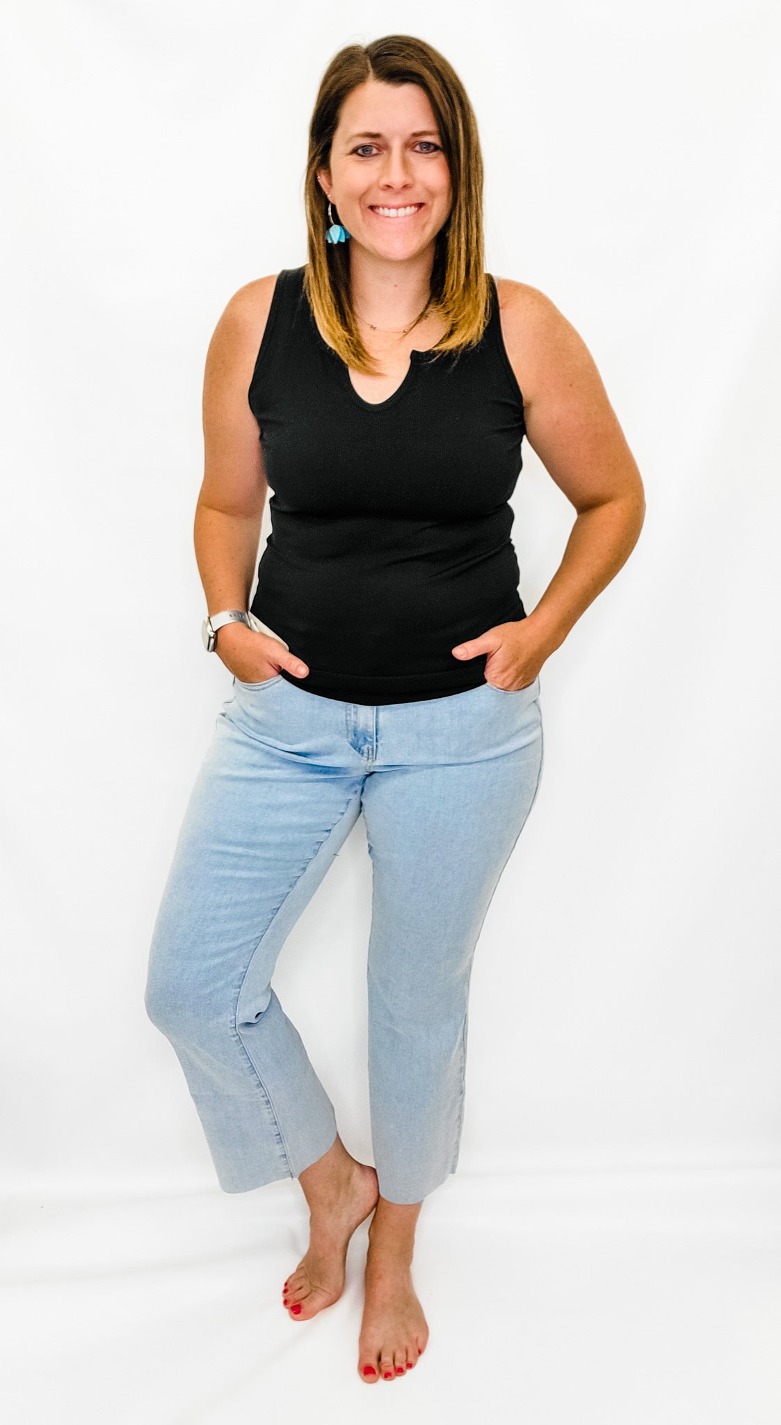 Charlie B Bleach Blue, Bell Bottom Crop Pants