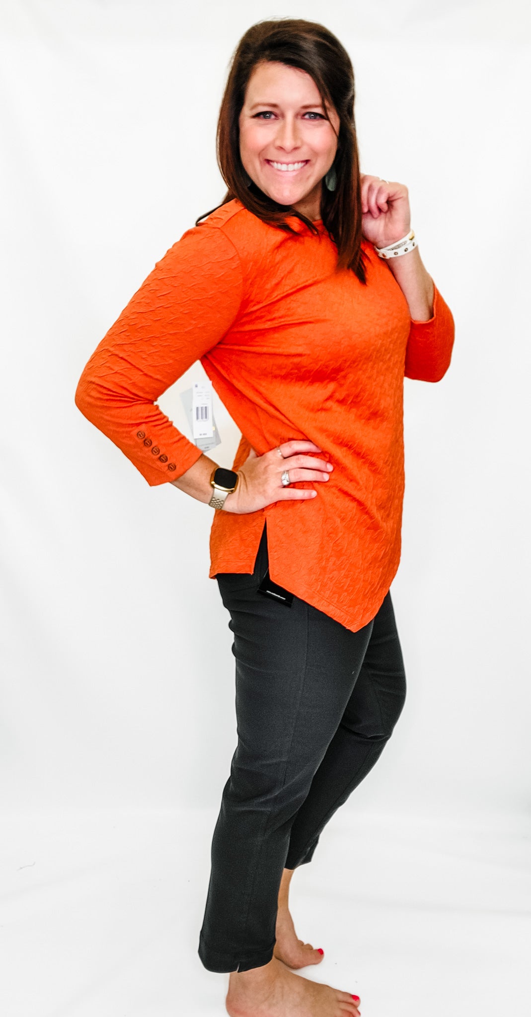Multiples Orange Pumpkin 3/4 Sleeve Top