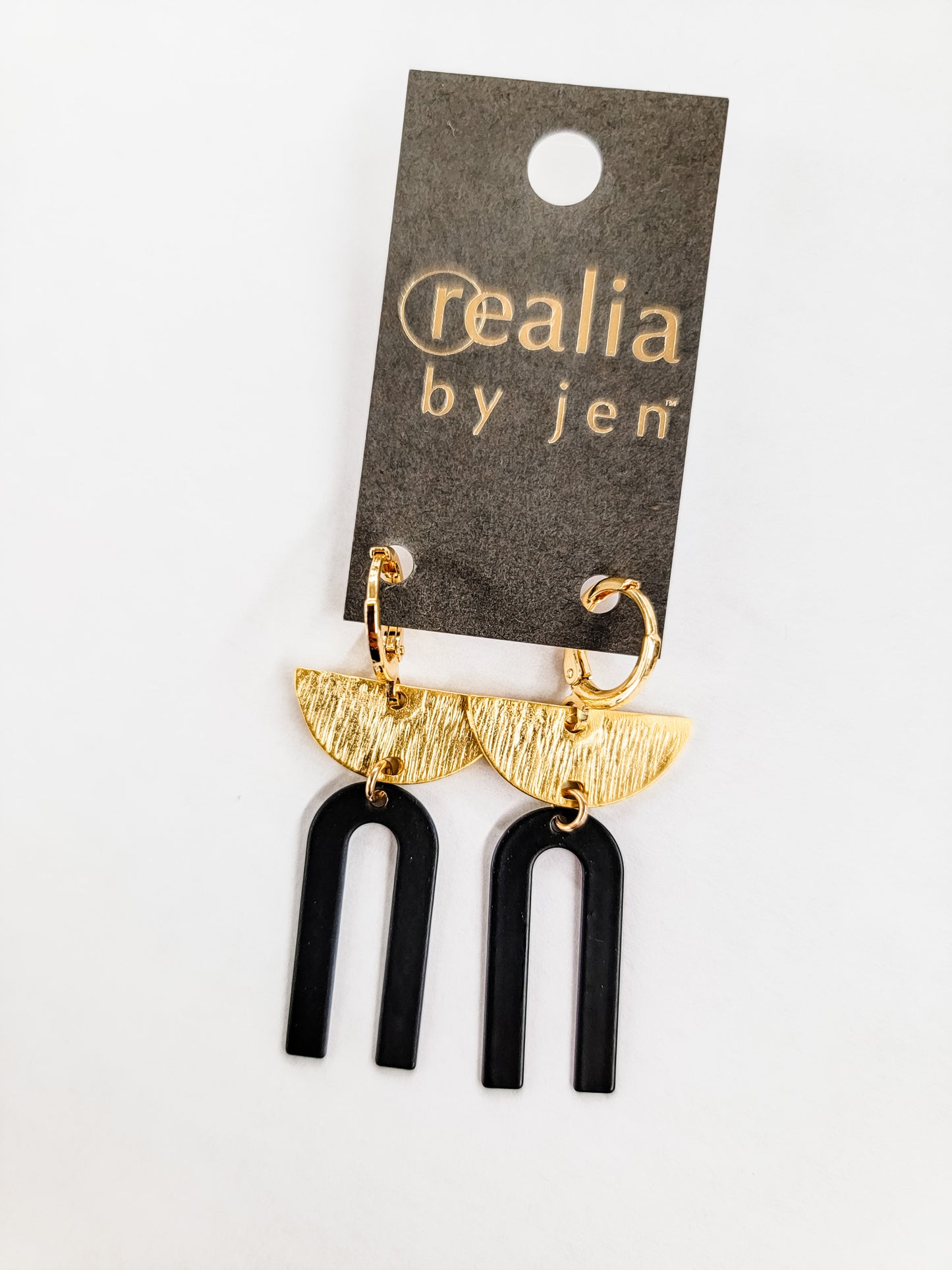 Gold & Black Geometric Earrings