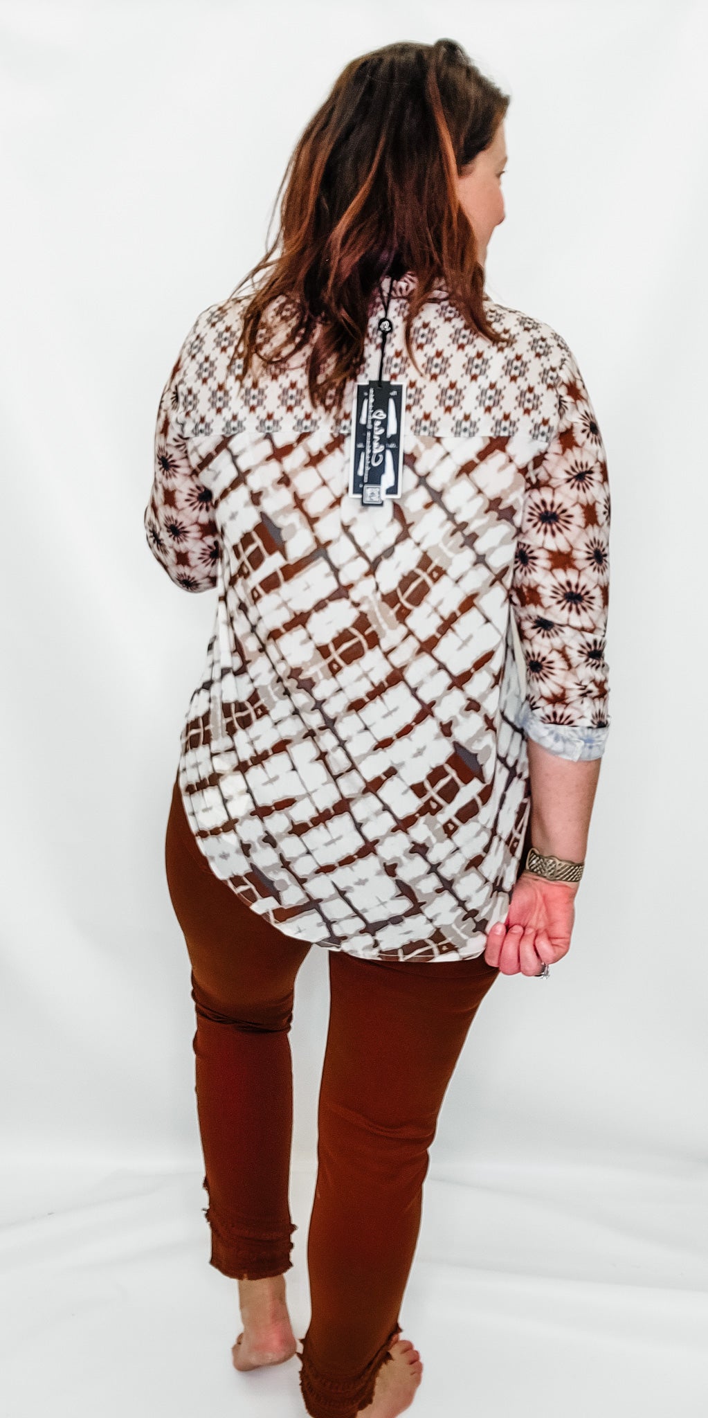 Charlie B Brown & Navy Printed Button Up Top