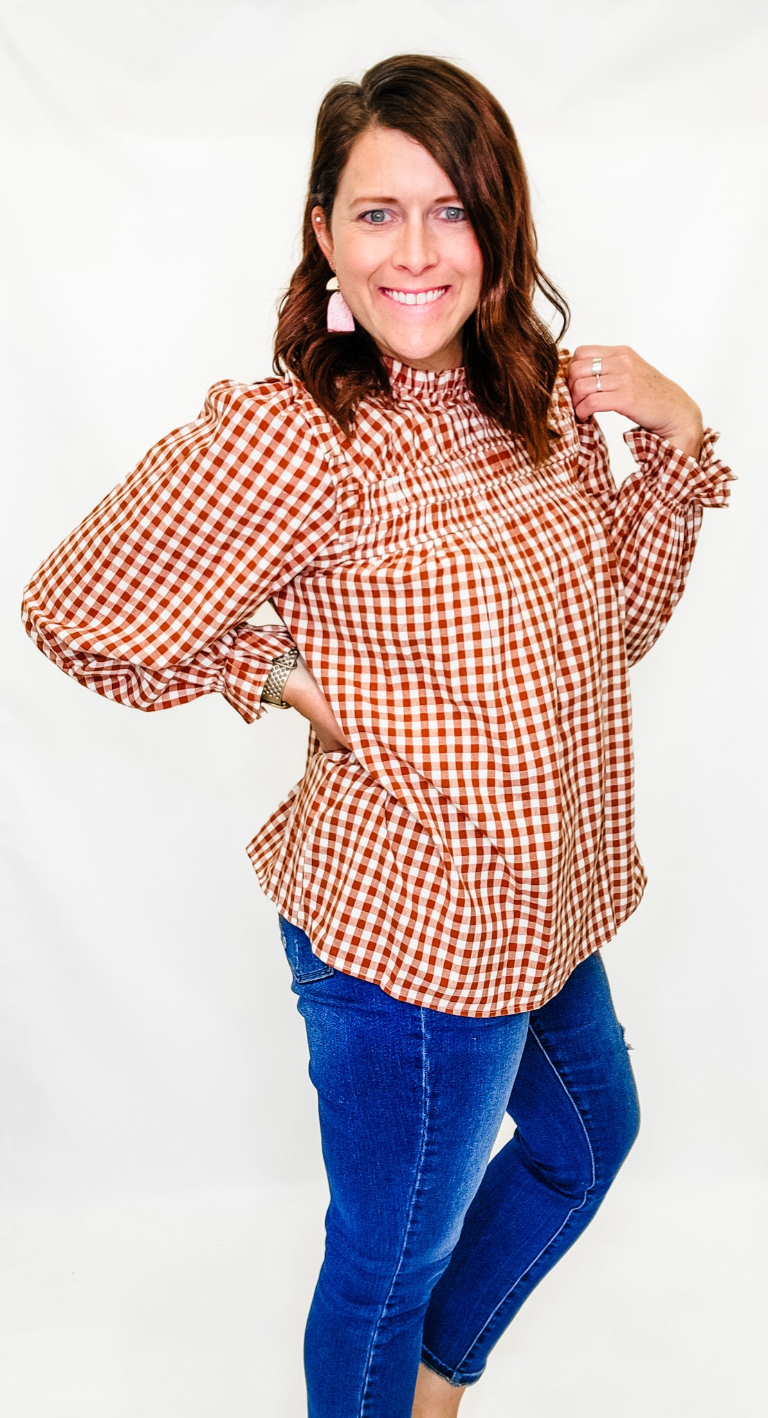 Rust & Cream Gingham Long Sleeve