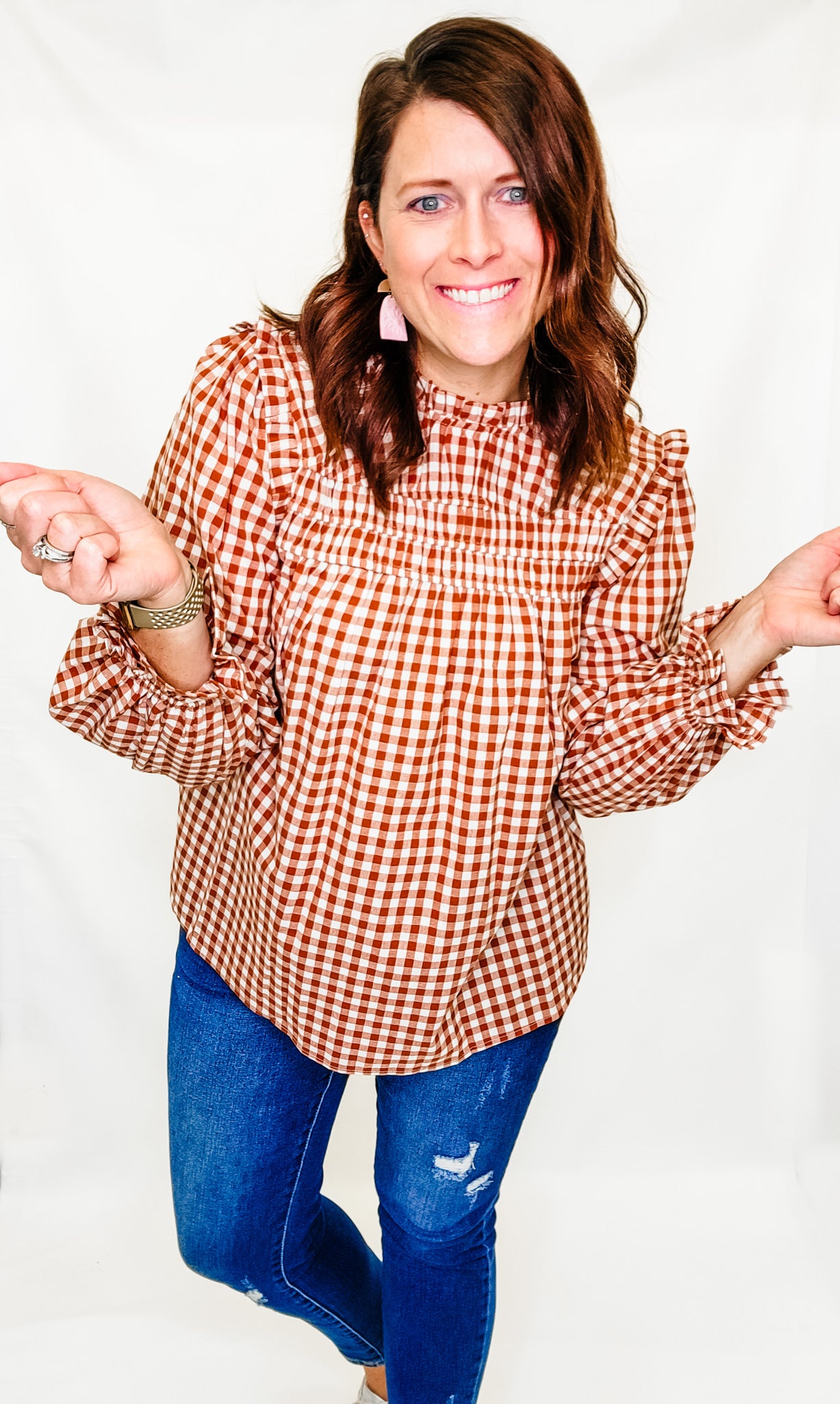 Rust & Cream Gingham Long Sleeve