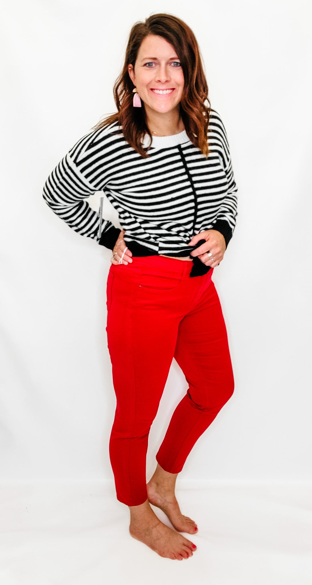 TRIBAL Audrey Icon Fit Pull-On Ankle Pant in Earth Red
