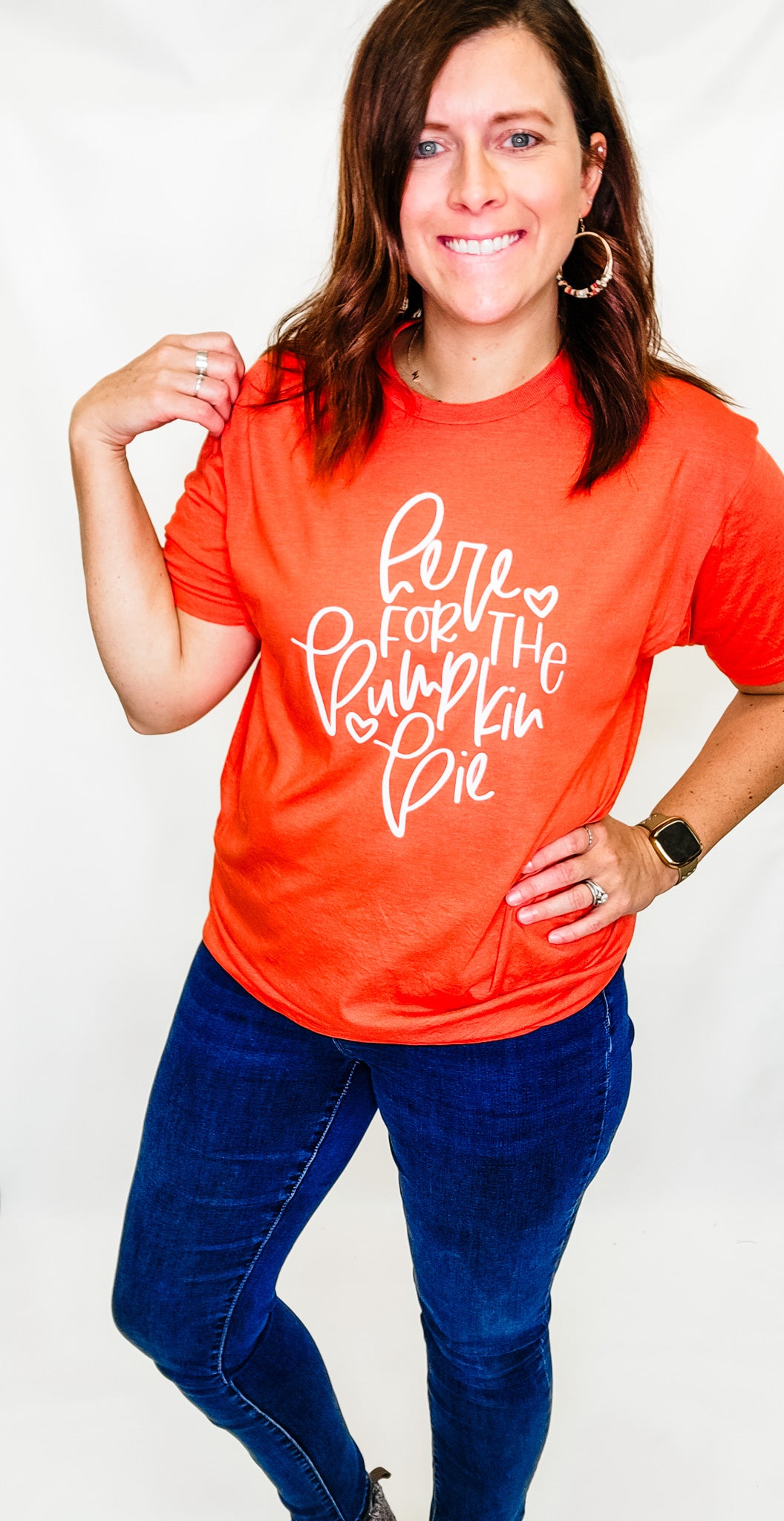 Here for the Pie Heather Orange Graphic Tee