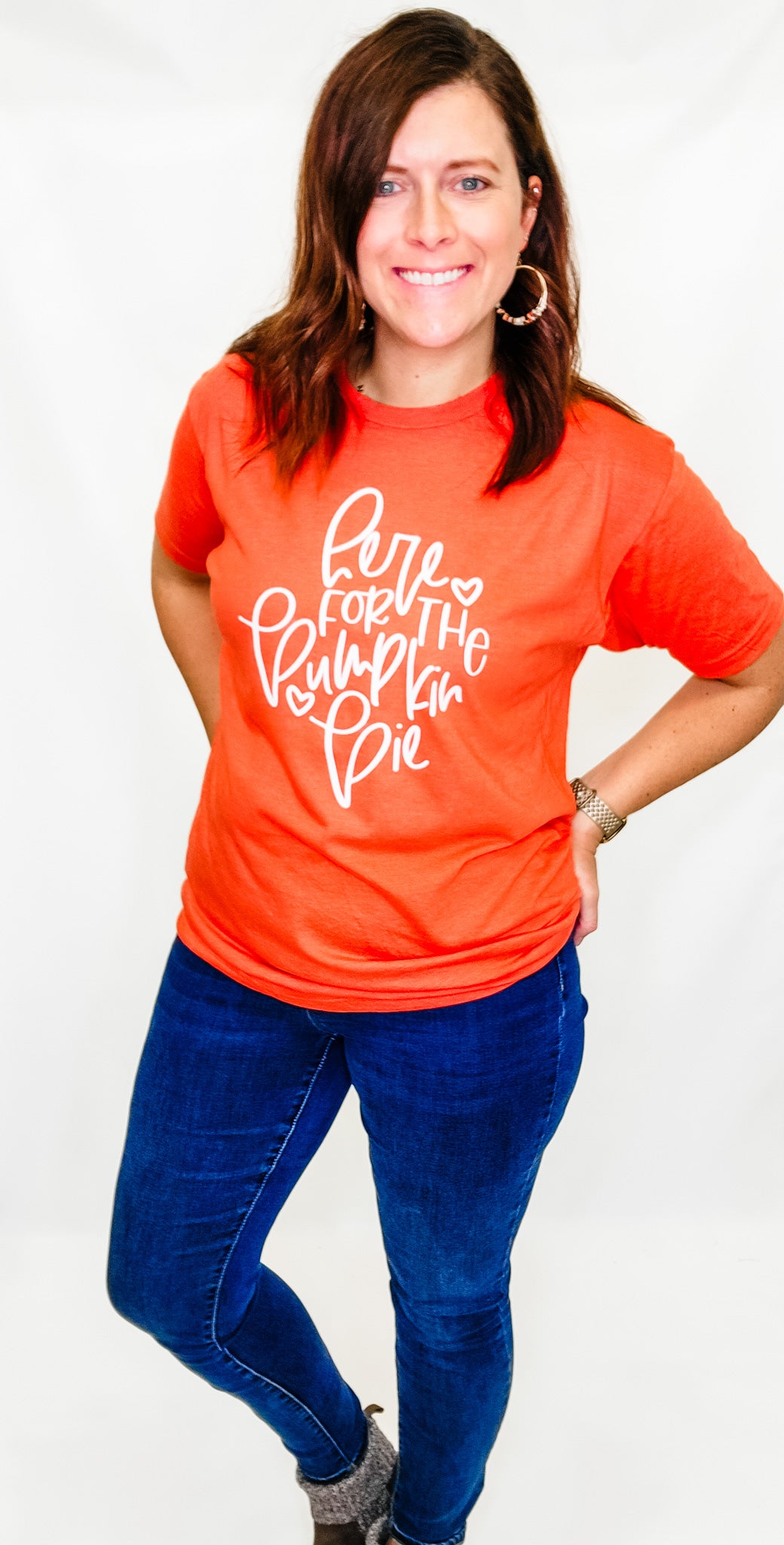 Here for the Pie Heather Orange Graphic Tee