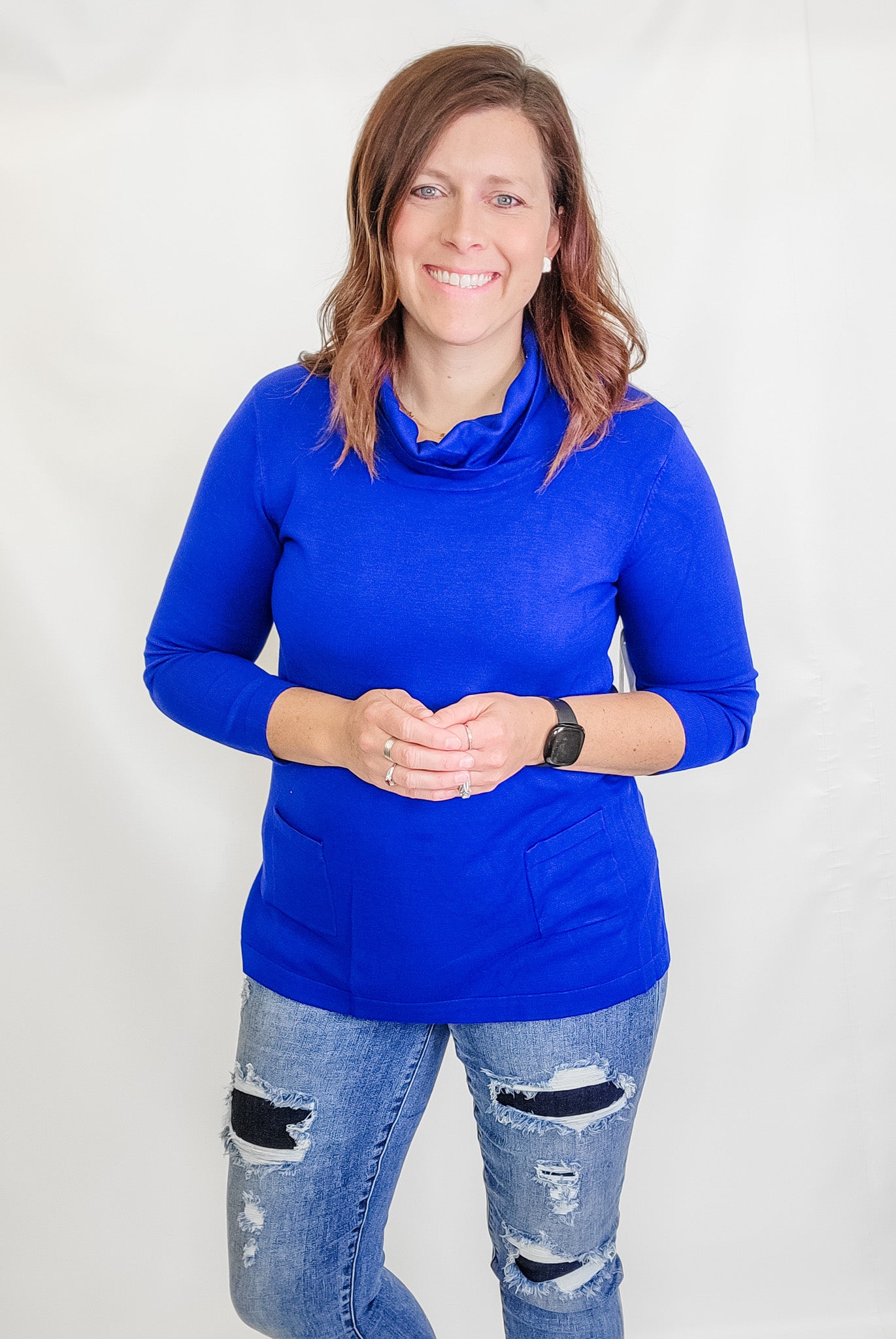 Multiples 3/4 Sleeve Hi-Lo, Cowl Neck Sweater - Variety