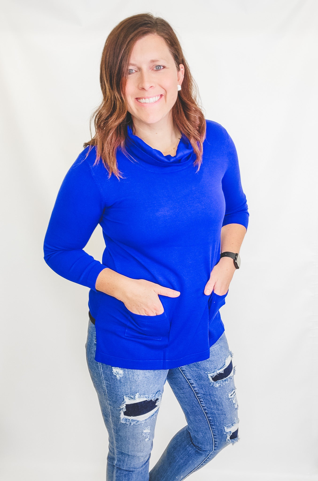 Multiples 3/4 Sleeve Hi-Lo, Cowl Neck Sweater - Variety
