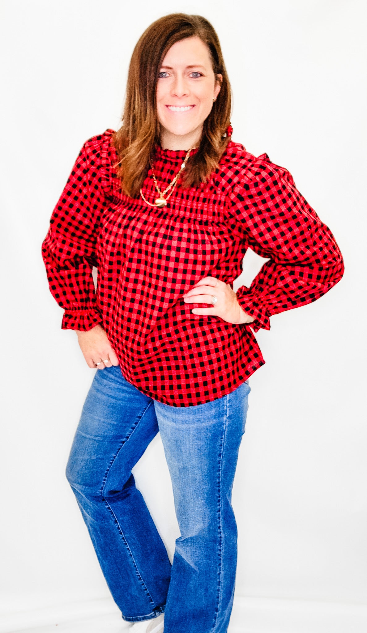 Red & Black Gingham Long Sleeve