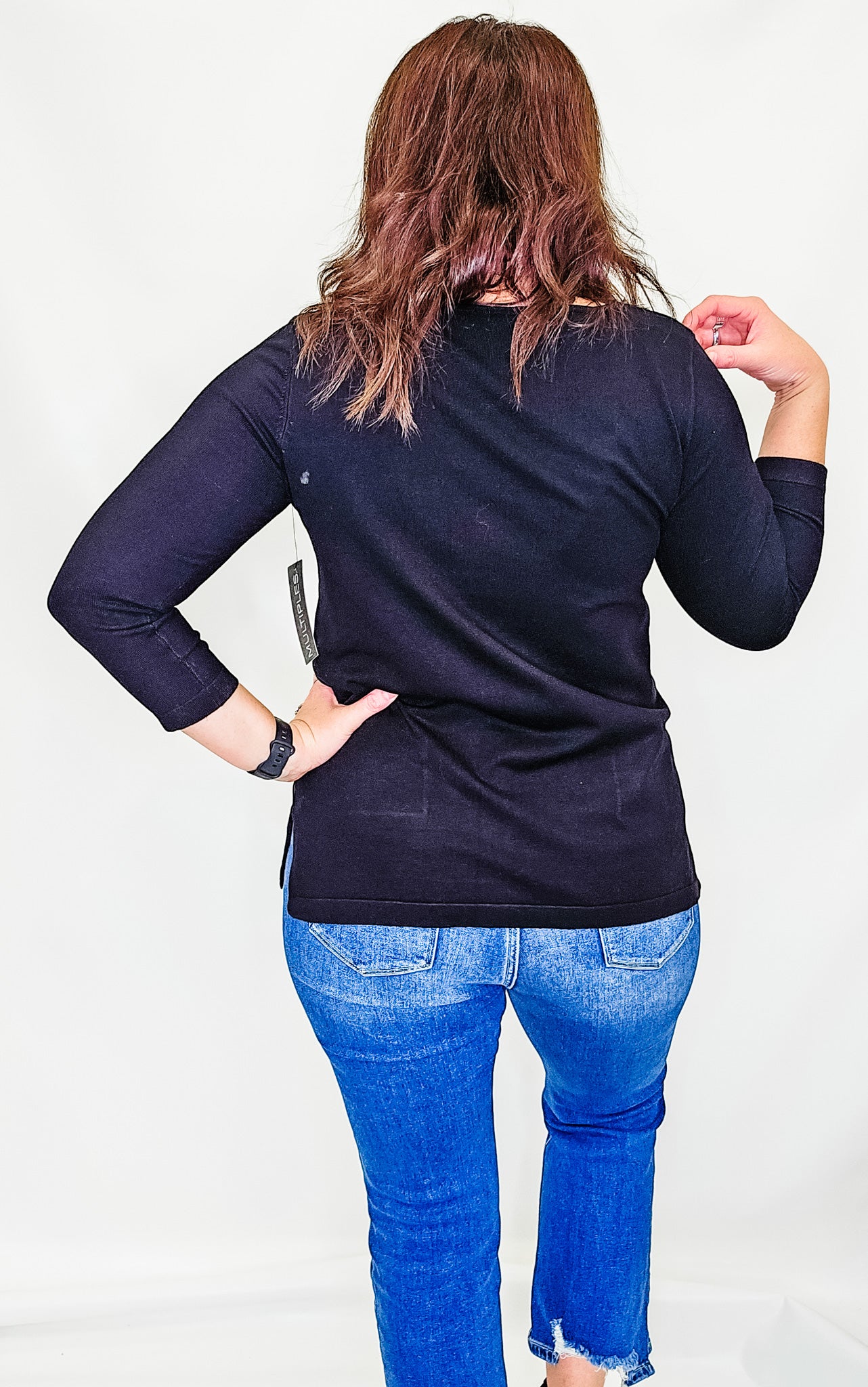 Multiples Black Hi-Lo Sweater Tunic