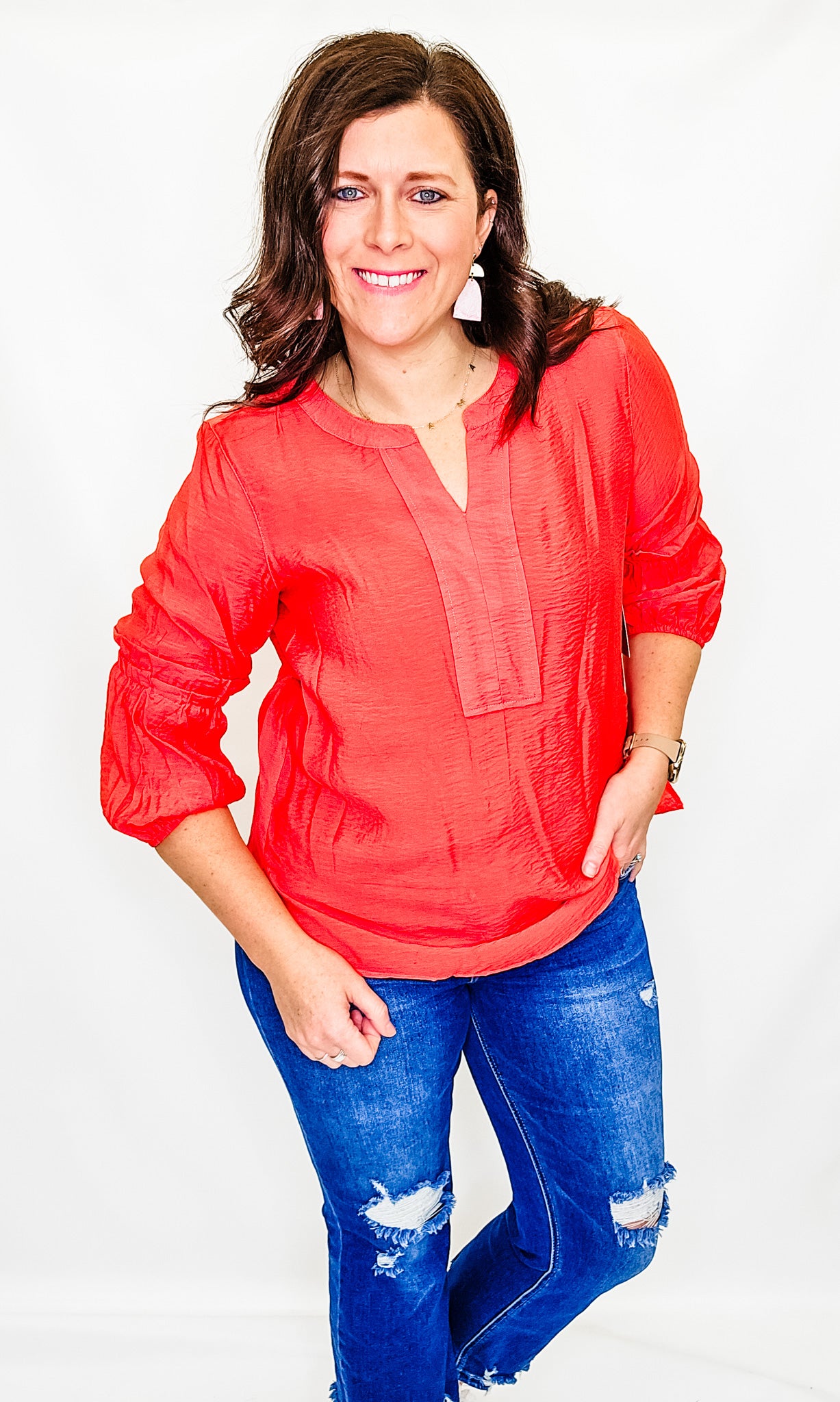 Multiples Coral Bell Sleeve Top