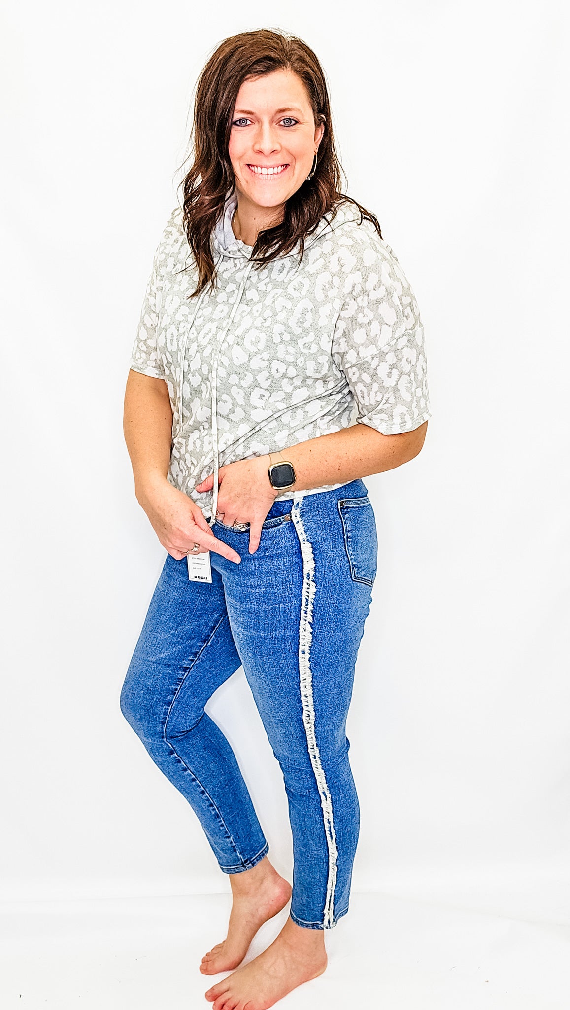 Judy Blue High Rise Medium Wash Slim Jeans with Fray - JB88461
