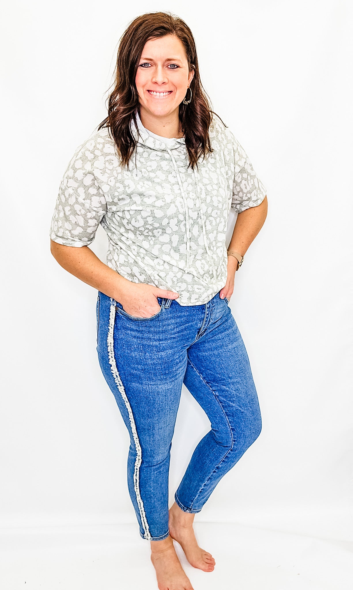 Judy Blue High Rise Medium Wash Slim Jeans with Fray - JB88461