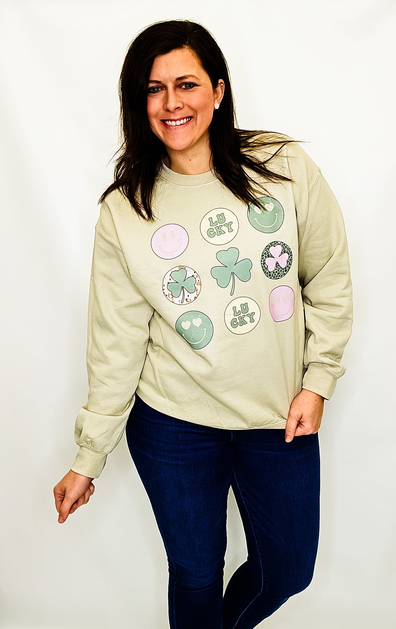 Lucky Circle Tan Graphic Sweatshirt