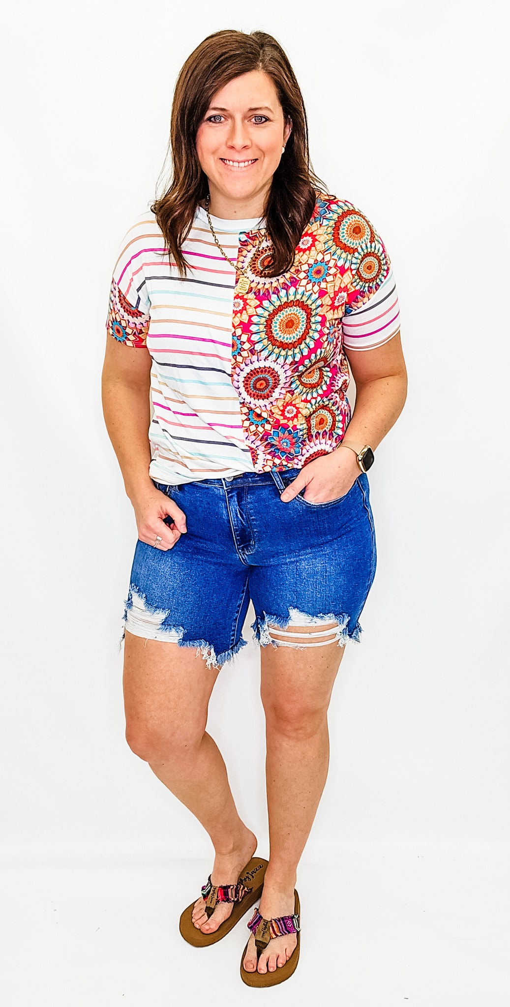 Judy Blue Mid Rise Destroyed Fray Hem Shorts - JB15280