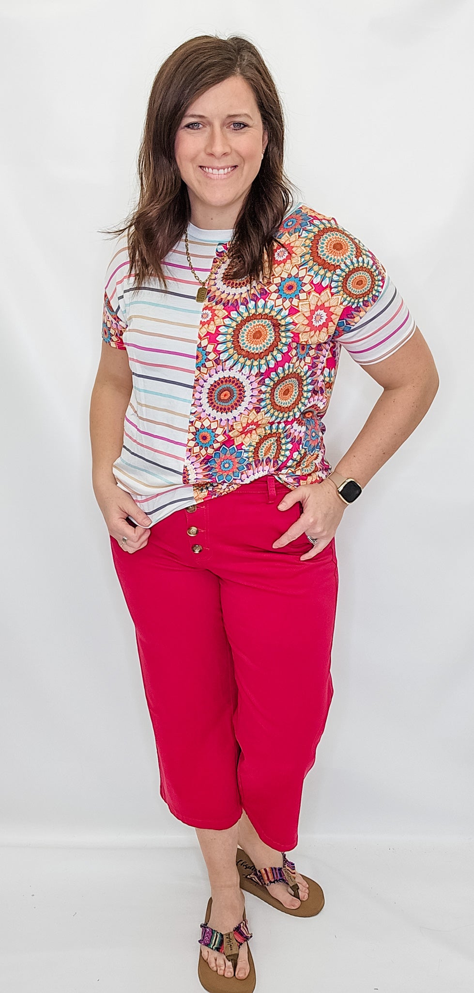 Tribal Jeans Audrey Button Fly Wide Leg Jeans in Daiquiri