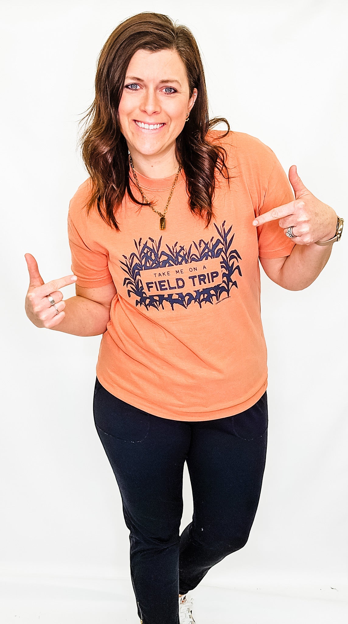 Take Me on a Field Trip Terracotta Orange Graphic Tee
