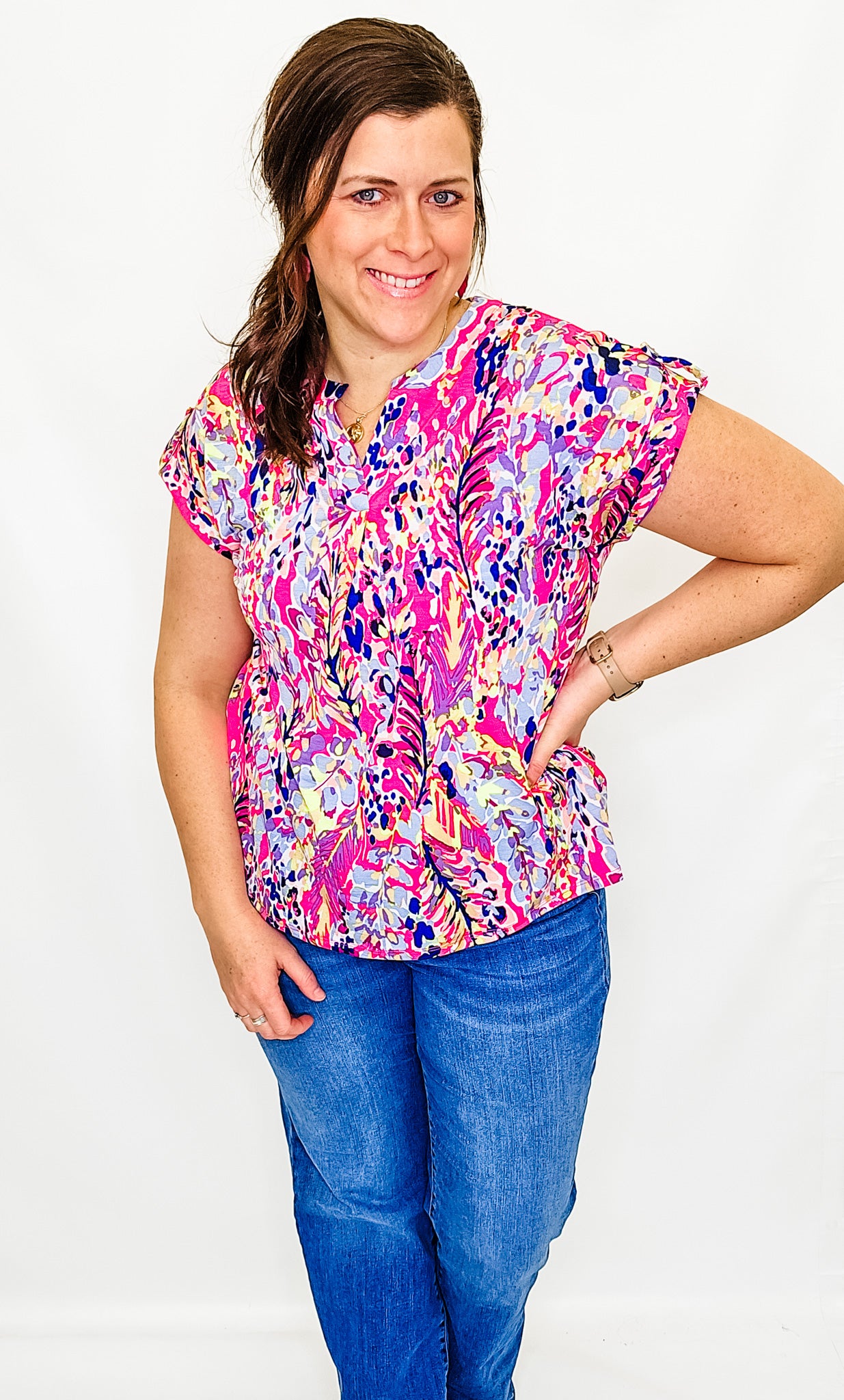 Lizzy Dolman Printed Short Sleeve Top - Variety