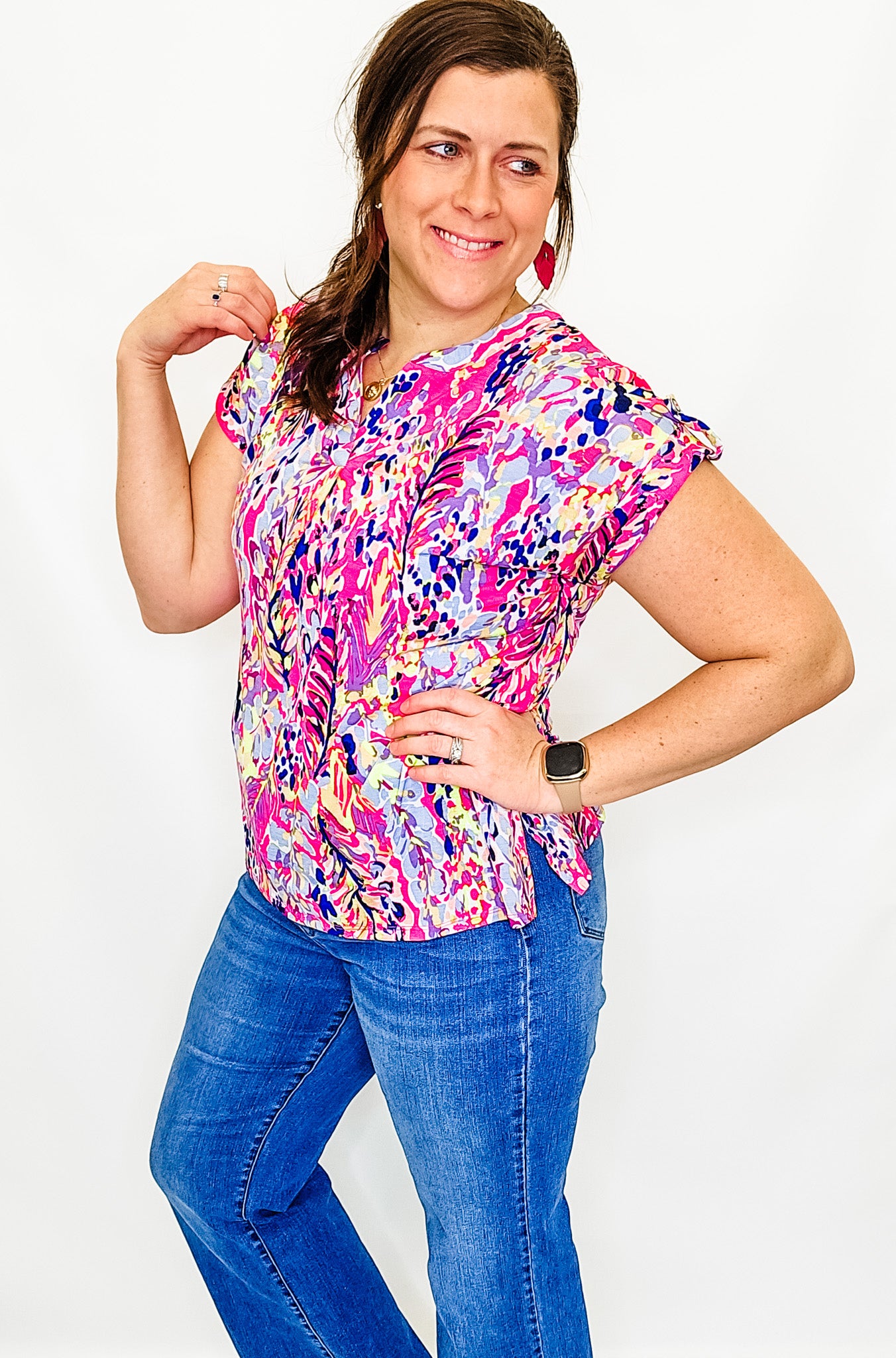 Lizzy Dolman Printed Short Sleeve Top - Variety