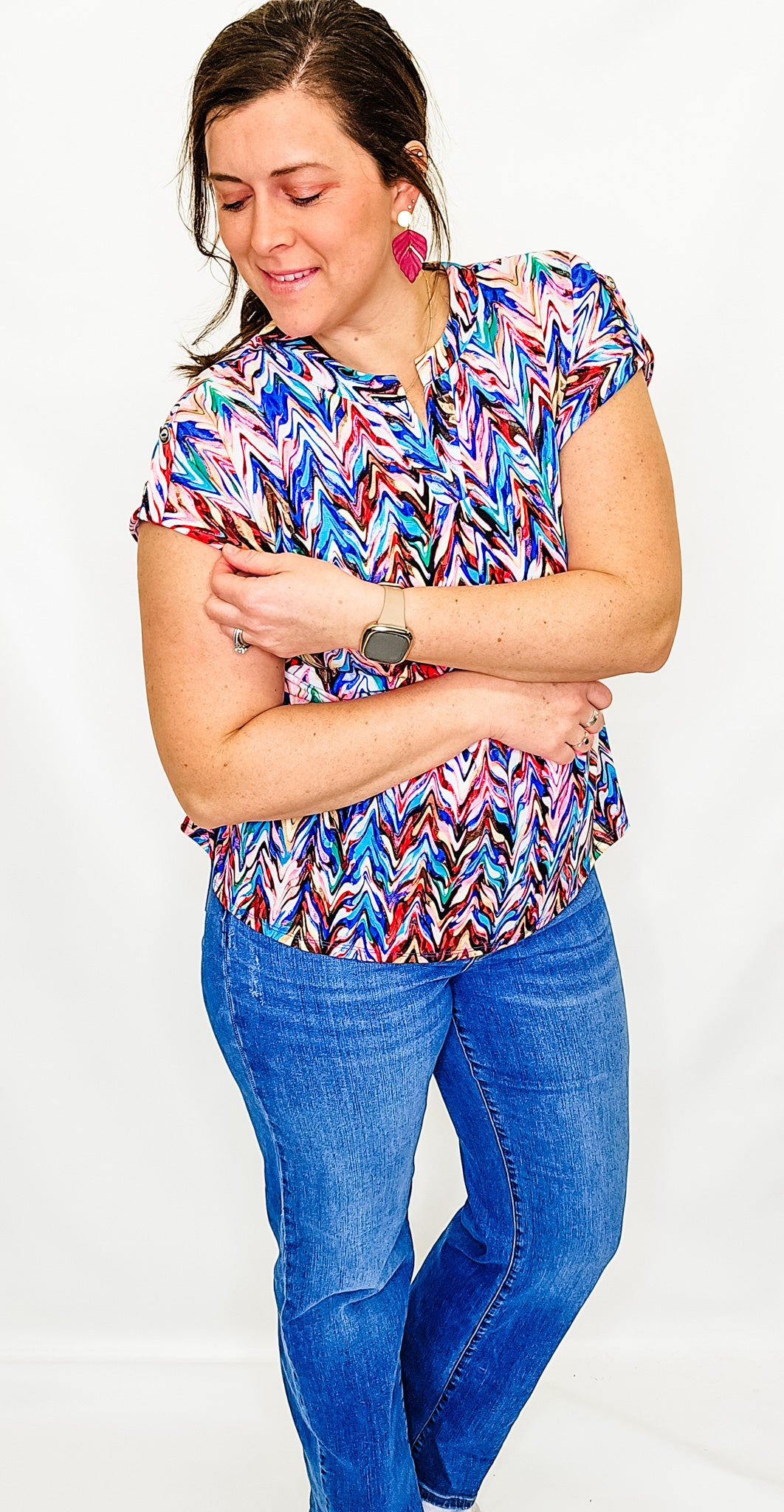 Lizzy Dolman Printed Short Sleeve Top - Variety