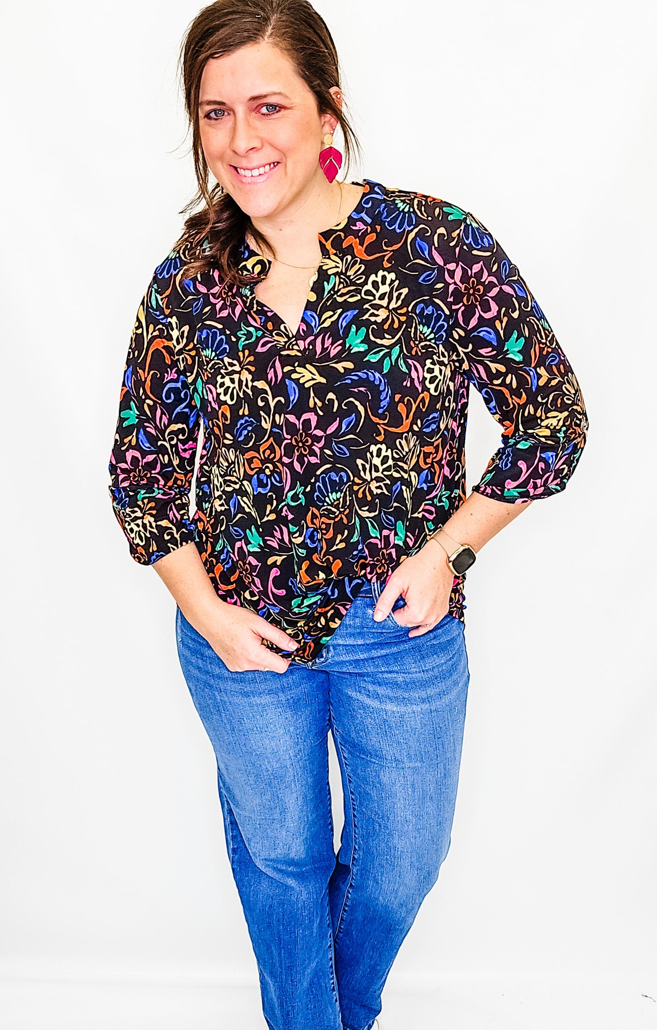Lizzy Dolman Printed 3/4 Sleeve Top - Variety