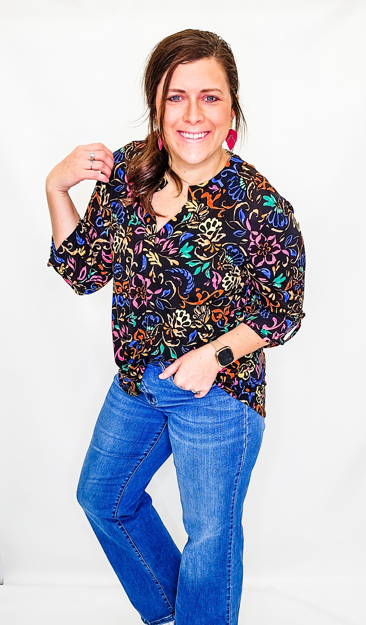 Lizzy Dolman Printed 3/4 Sleeve Top - Variety