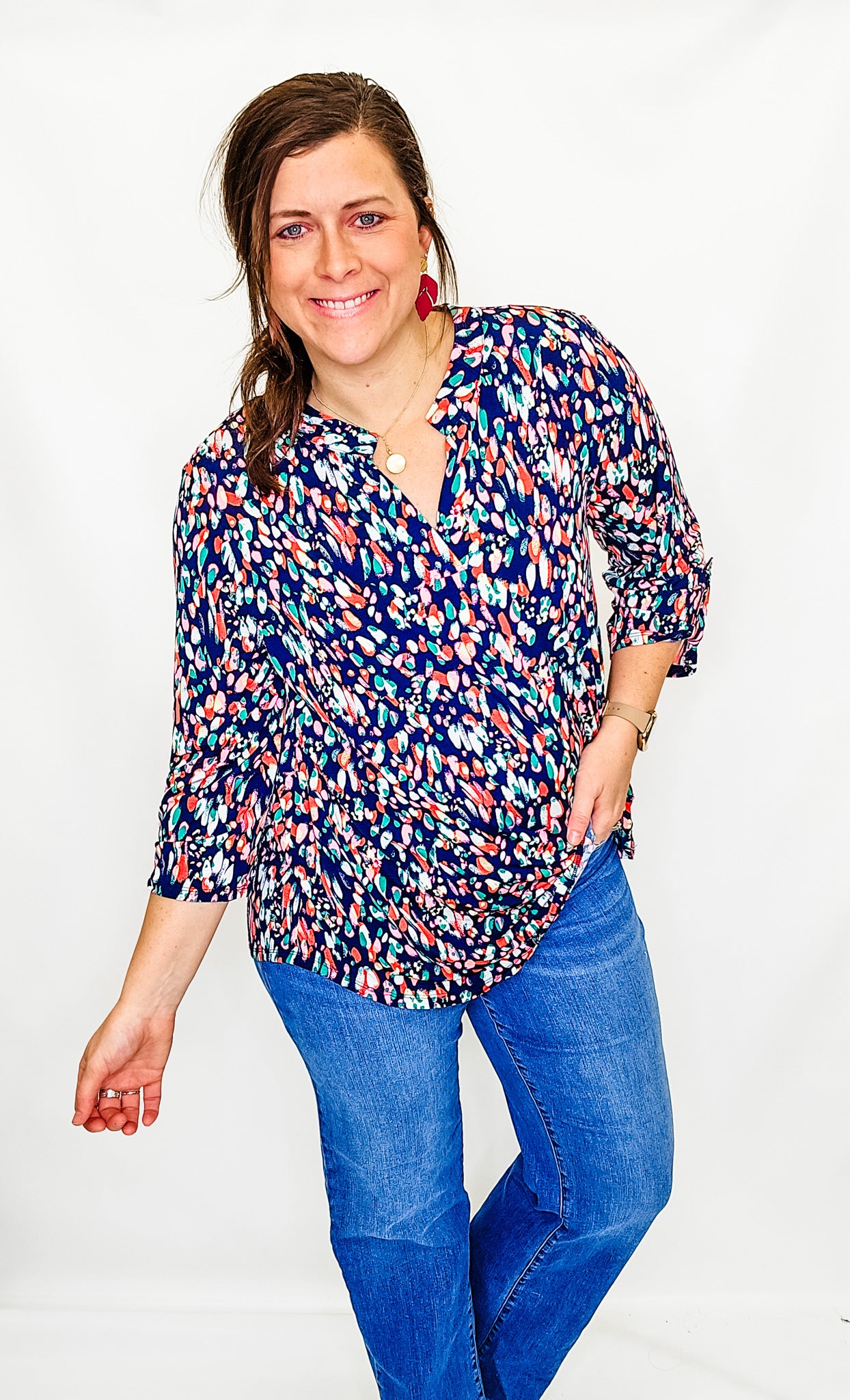 Lizzy Dolman Printed 3/4 Sleeve Top - Variety