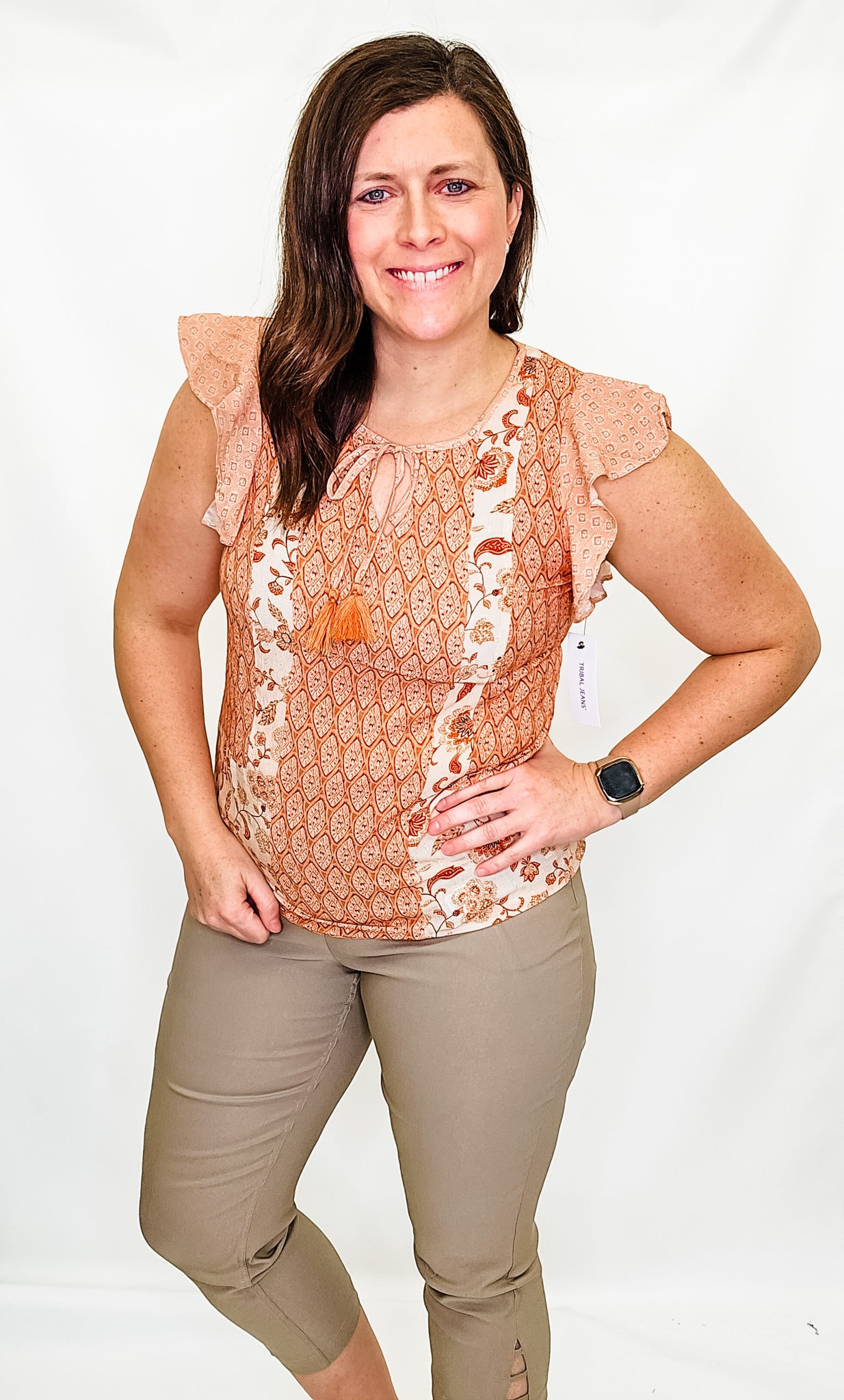 Tribal Pink Dust Floral Printed Blouse