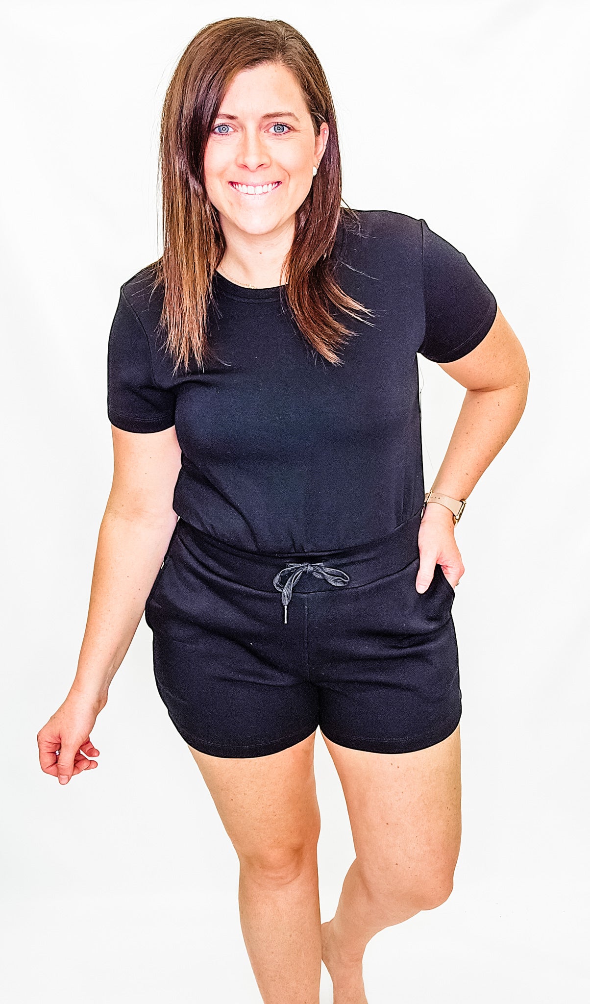Keyhole Black Scuba Knit Romper