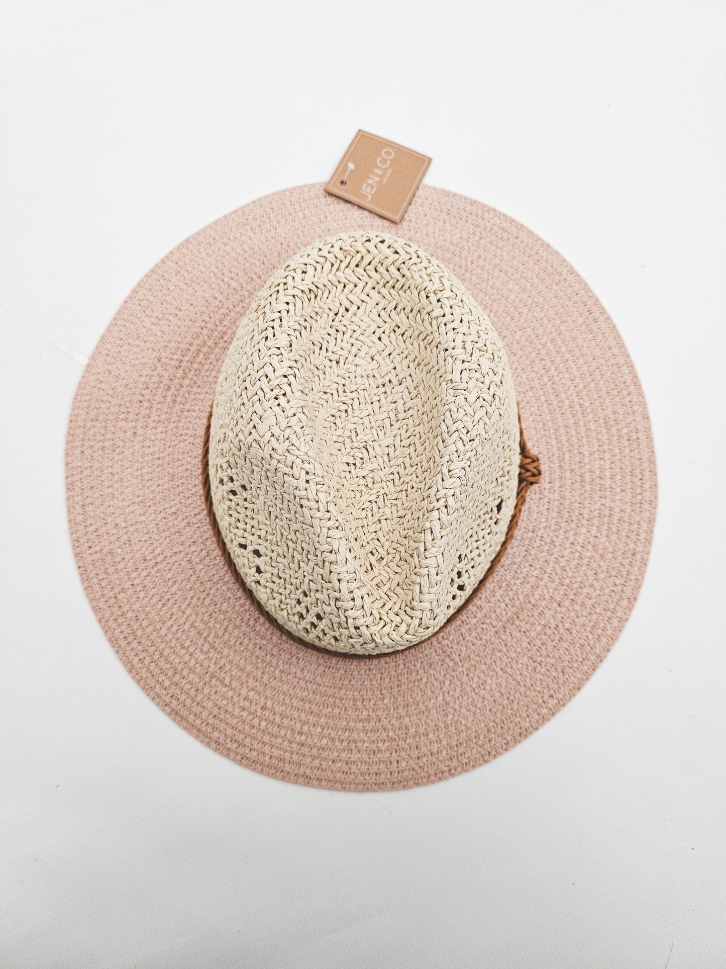 Straw Hat with Pink Brim