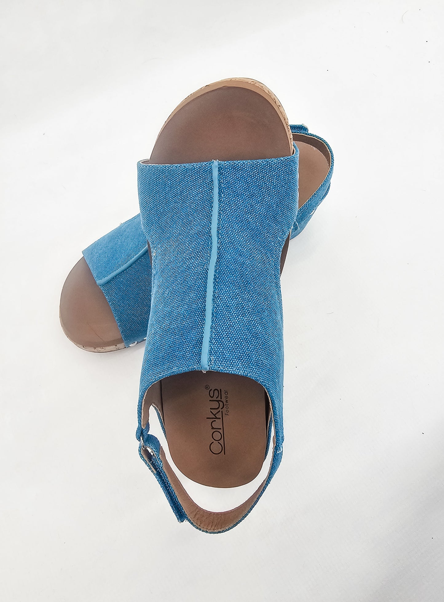 Corkys Turquoise Washed Canvas Carley Wedges