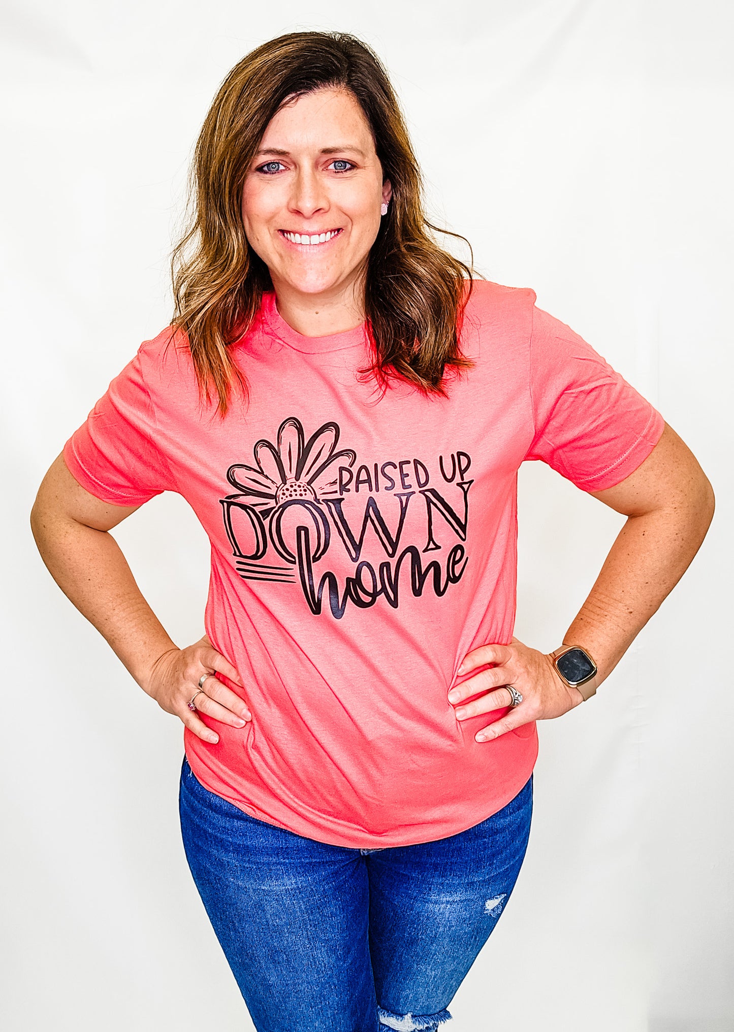 Raised Up Down Home Coral Short Sleeve