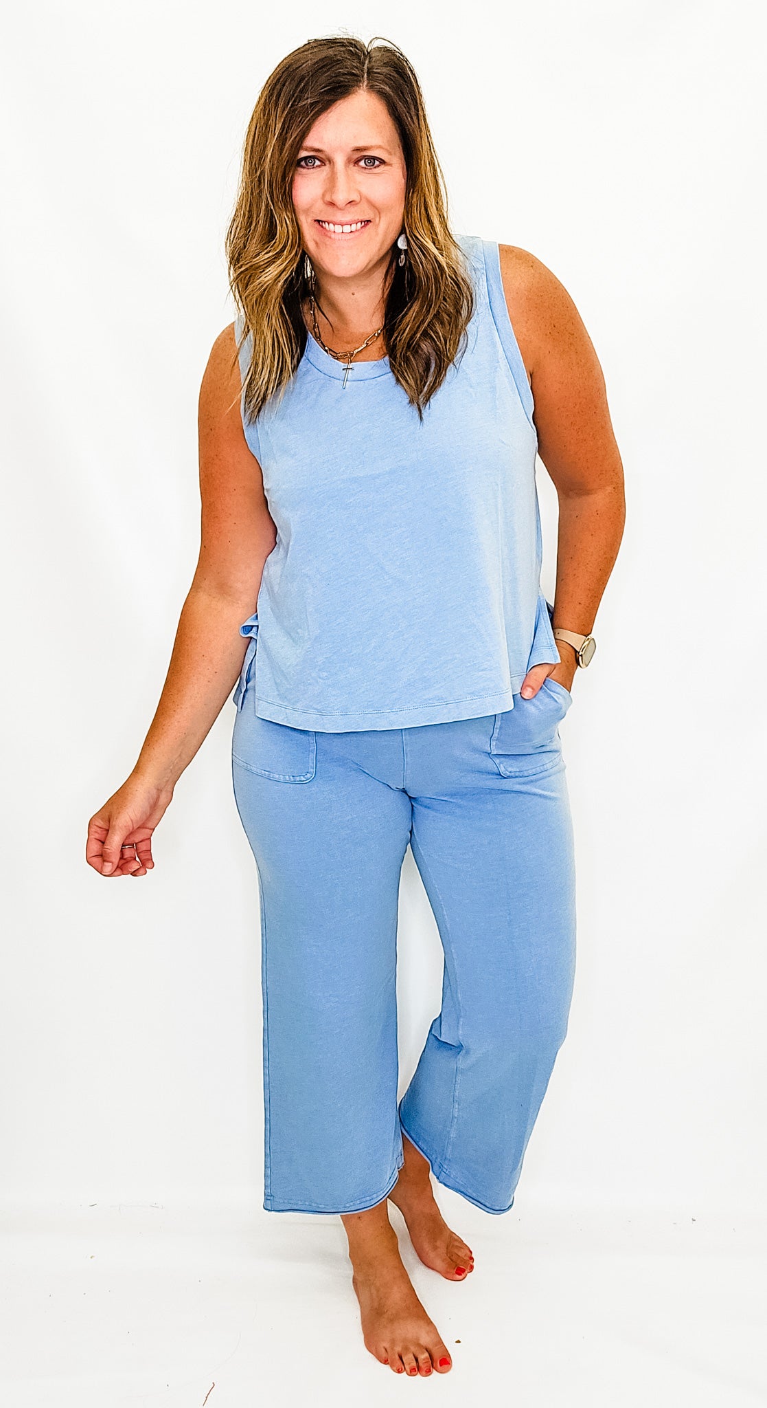 Blue Mineral Washed Cotton Pant