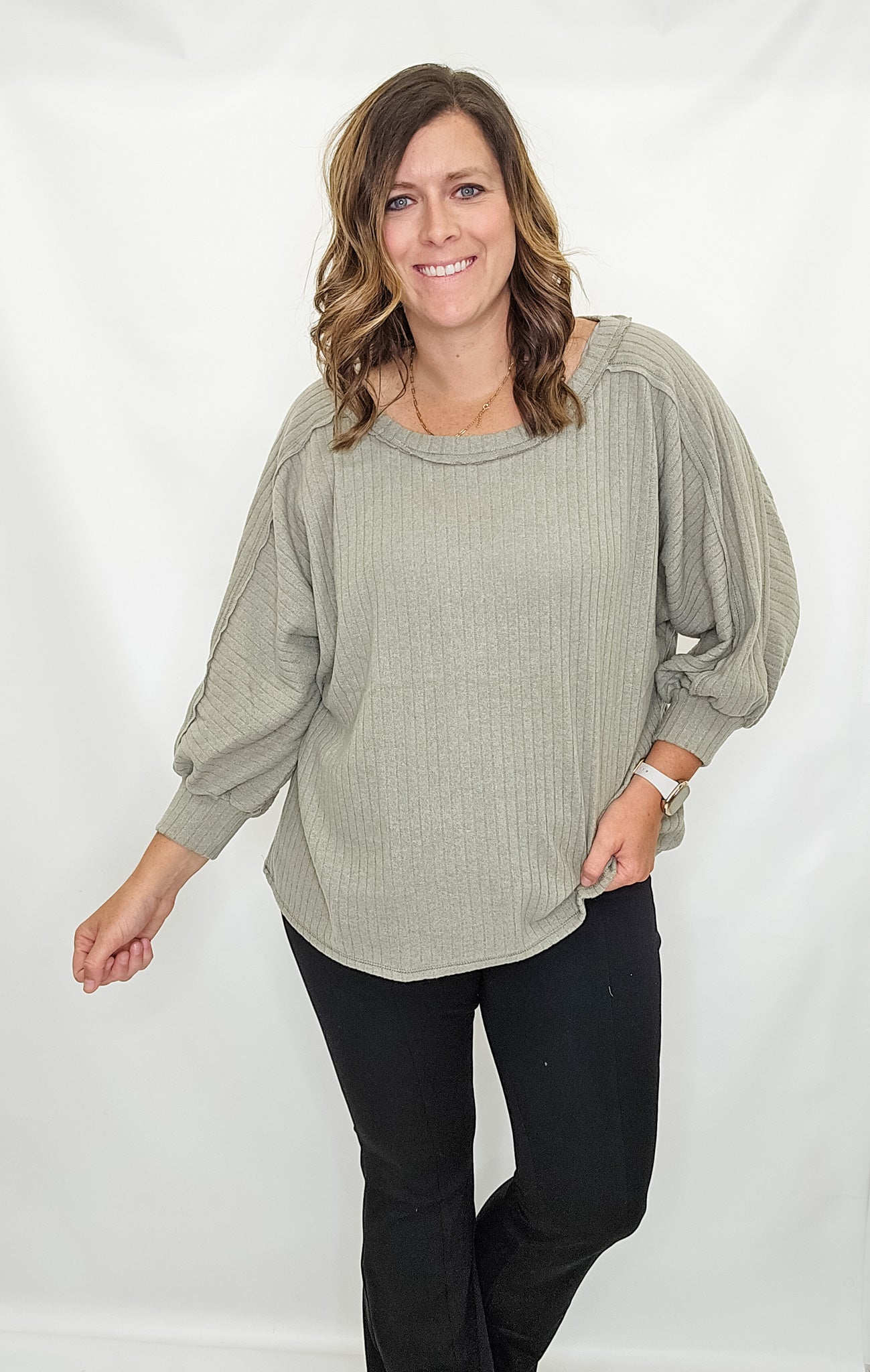 Ribbed Thermal Long Sleeve Top - Extended Sizes