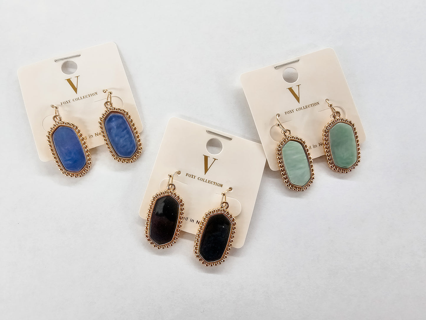 Colored Stone & Gold Earrings
