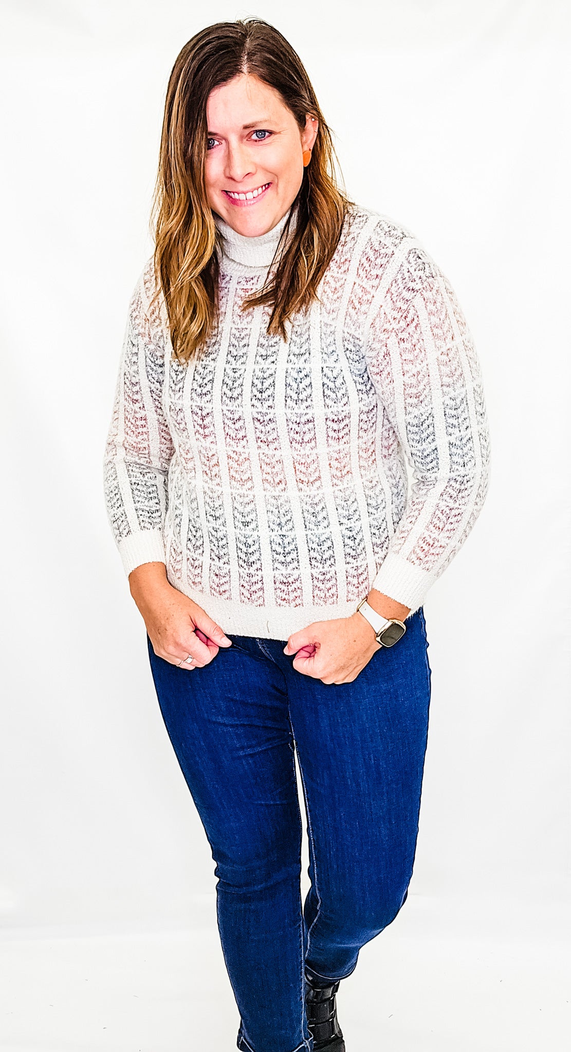 Charlie B Cream Autumn Turtle-Neck Sweater