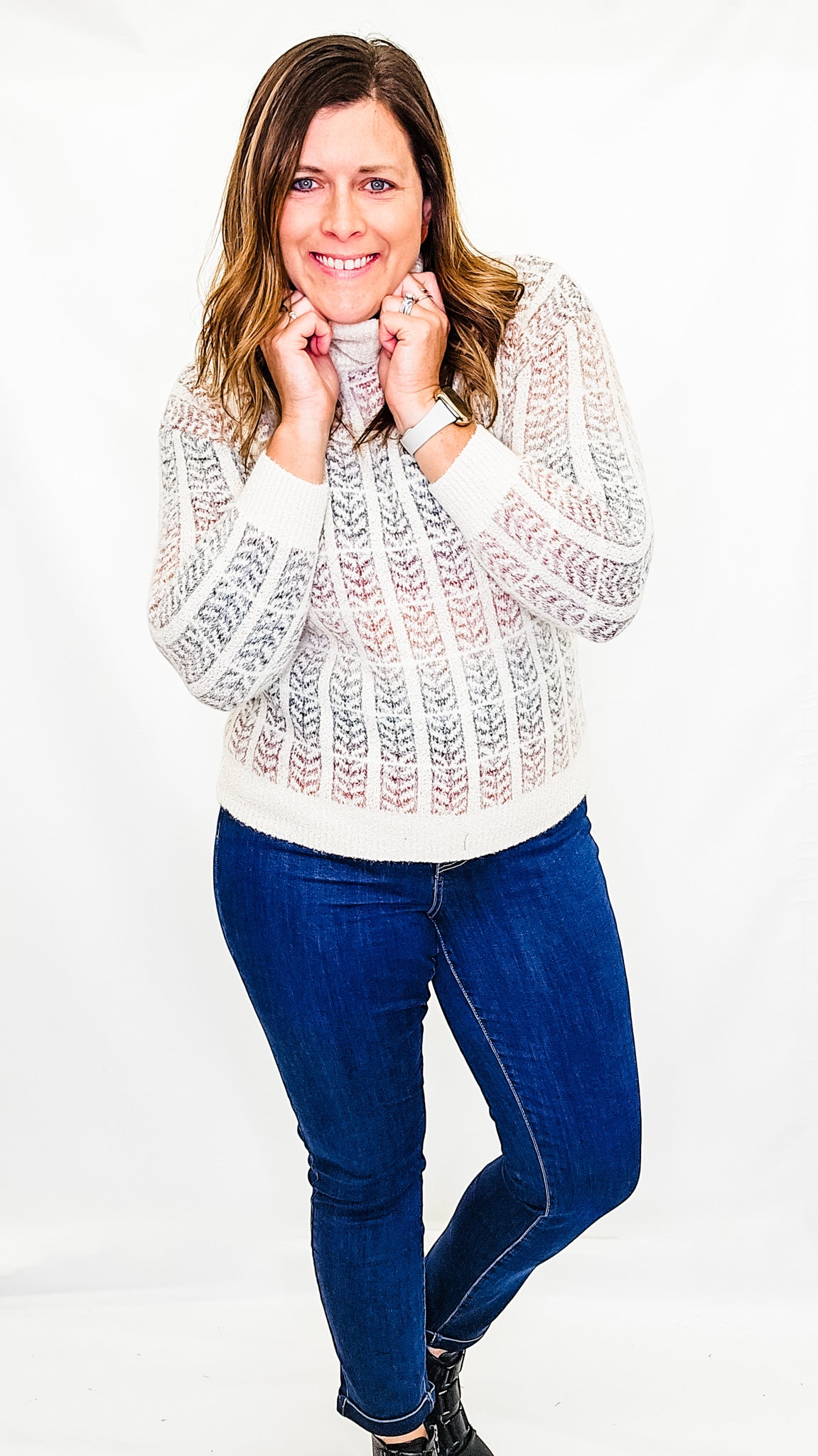 Charlie B Cream Autumn Turtle-Neck Sweater