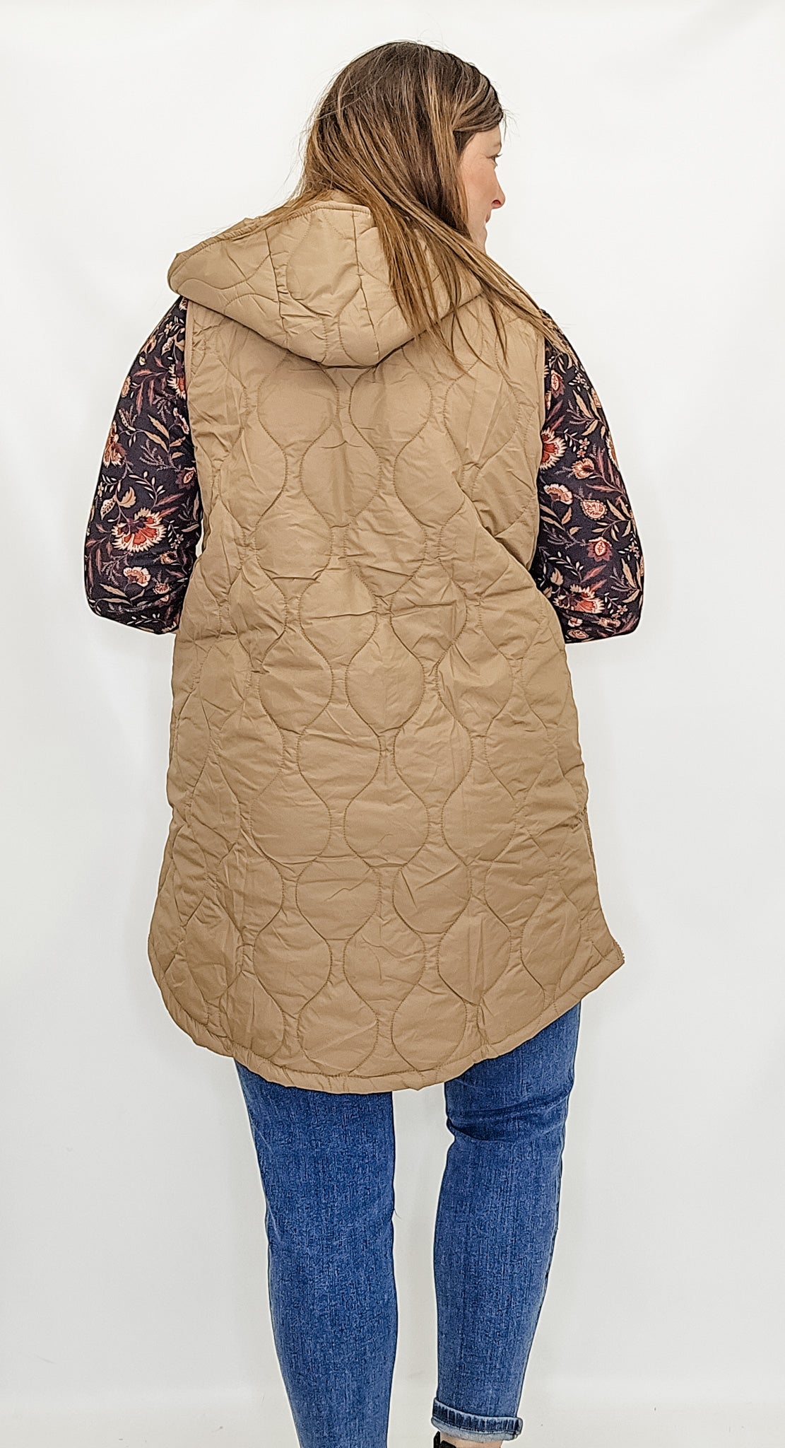 Keren Hart Quilted, Long Zippered Vest - Variety