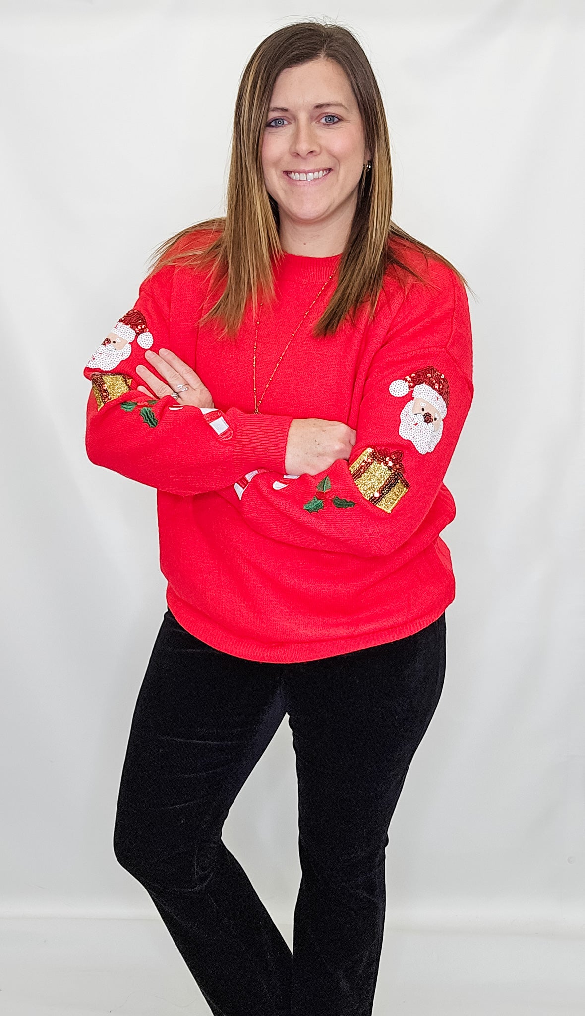 Red Christmas Sequin Detail Sweater