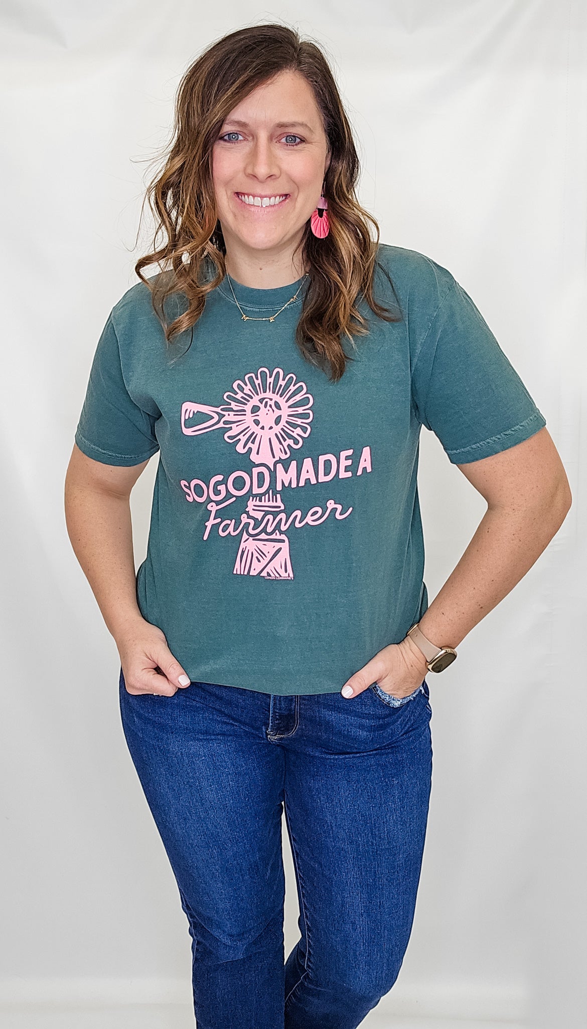 So God Made a Farmer Spruce Green Graphic Tee