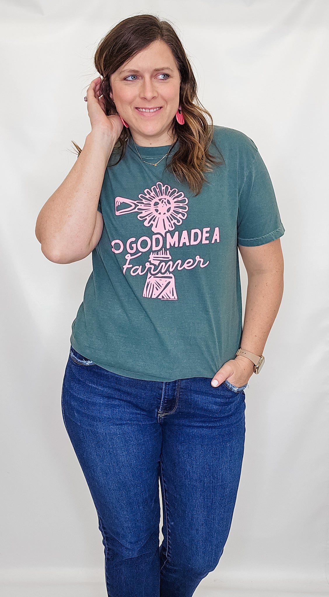 So God Made a Farmer Spruce Green Graphic Tee