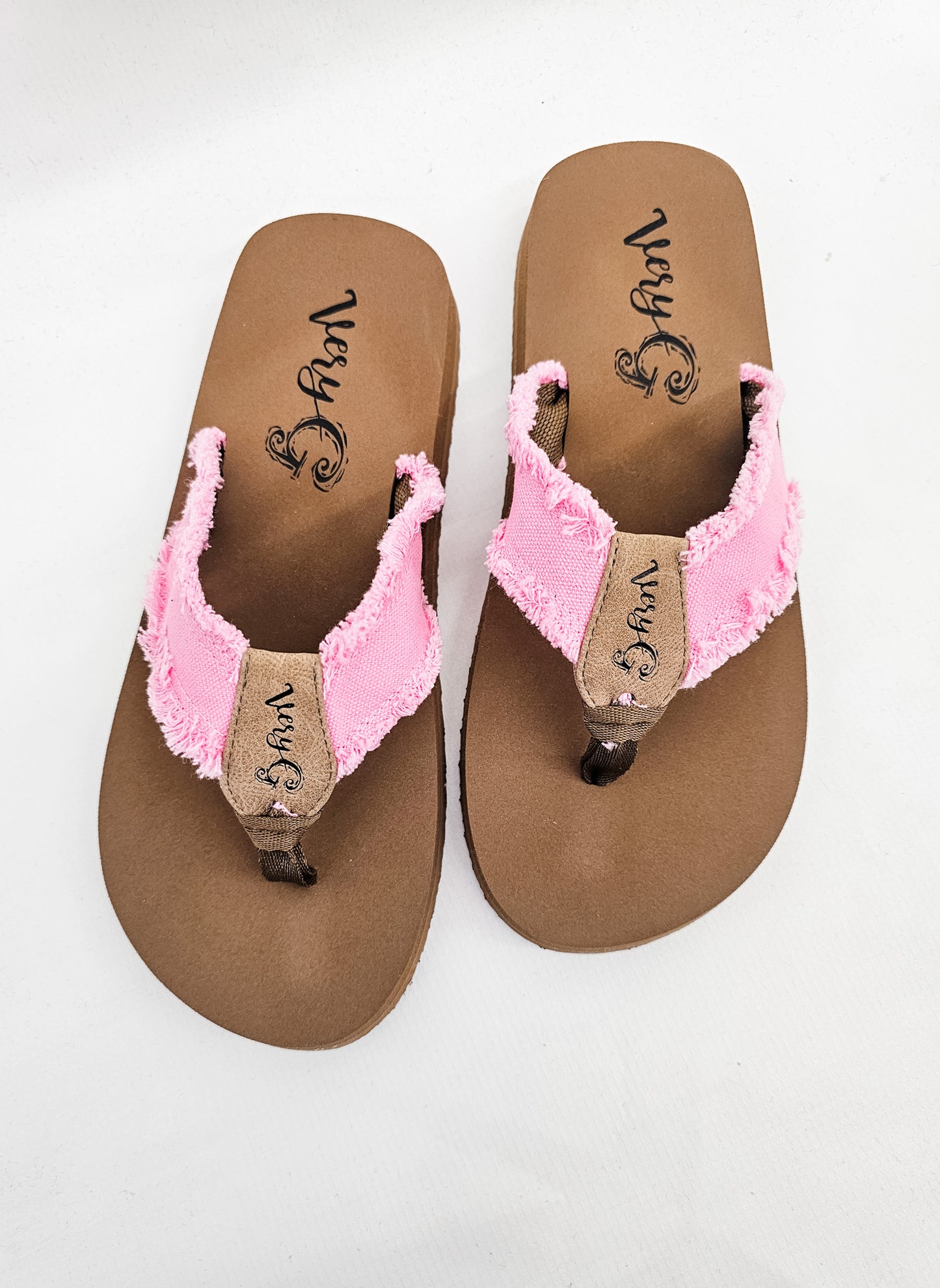 Very G Pink Canvas Flip Flops