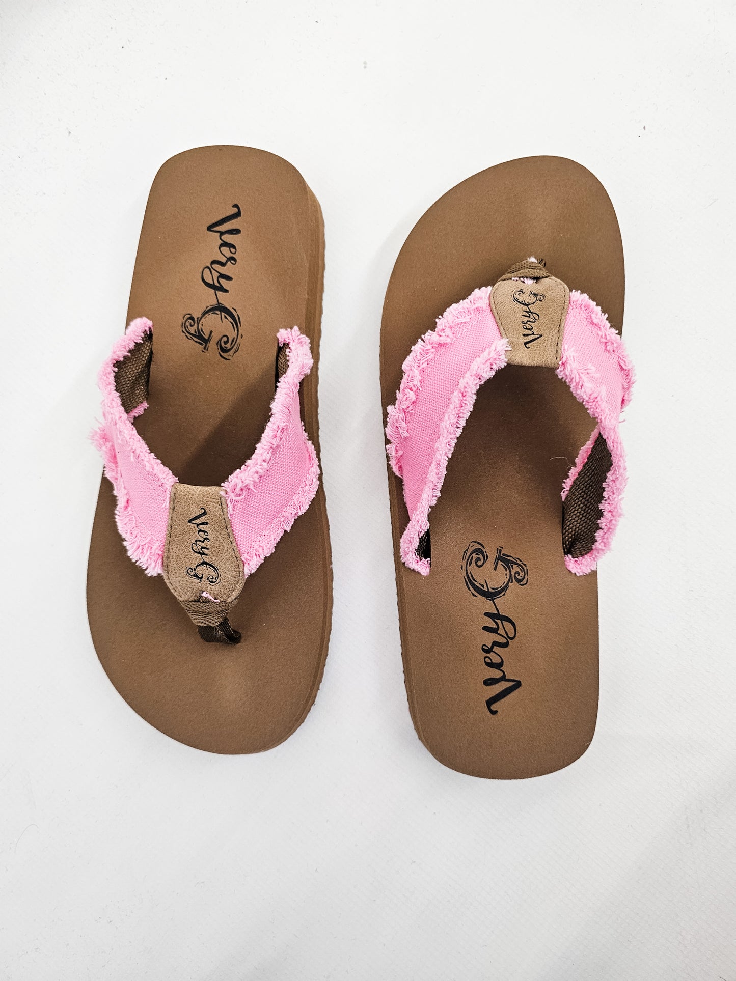 Very G Pink Canvas Flip Flops