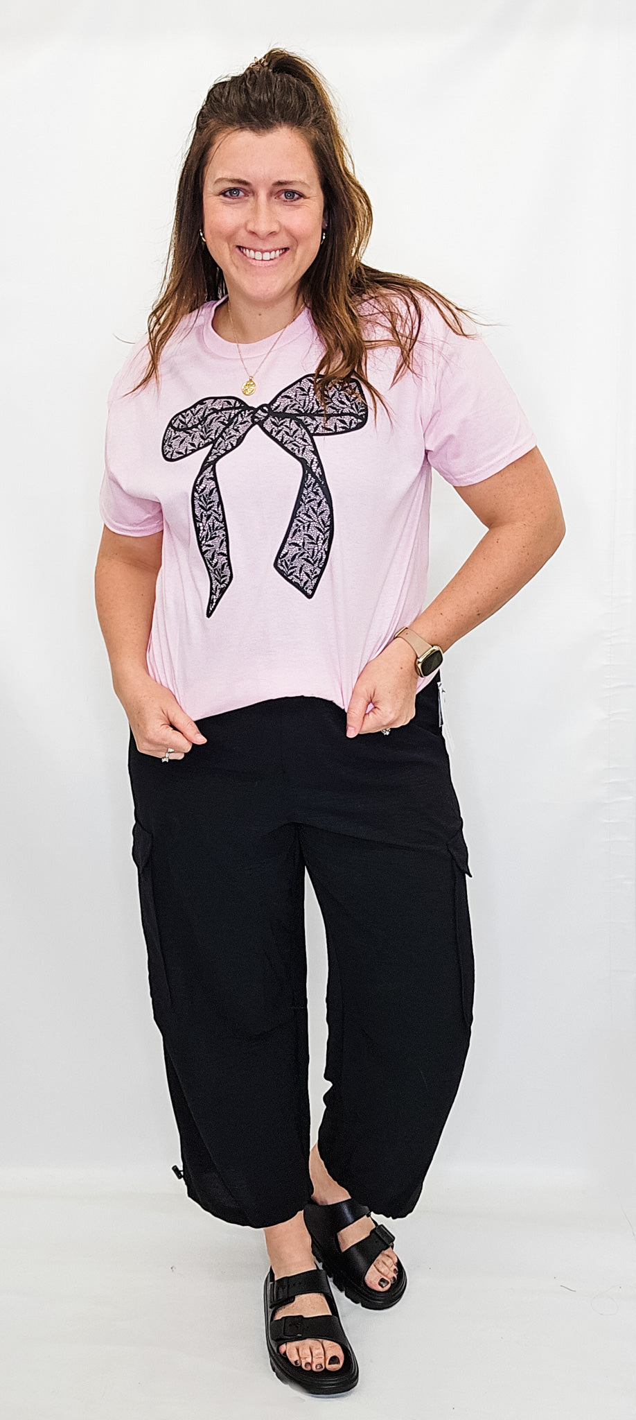 Lace Bow, Pink Graphic Tee