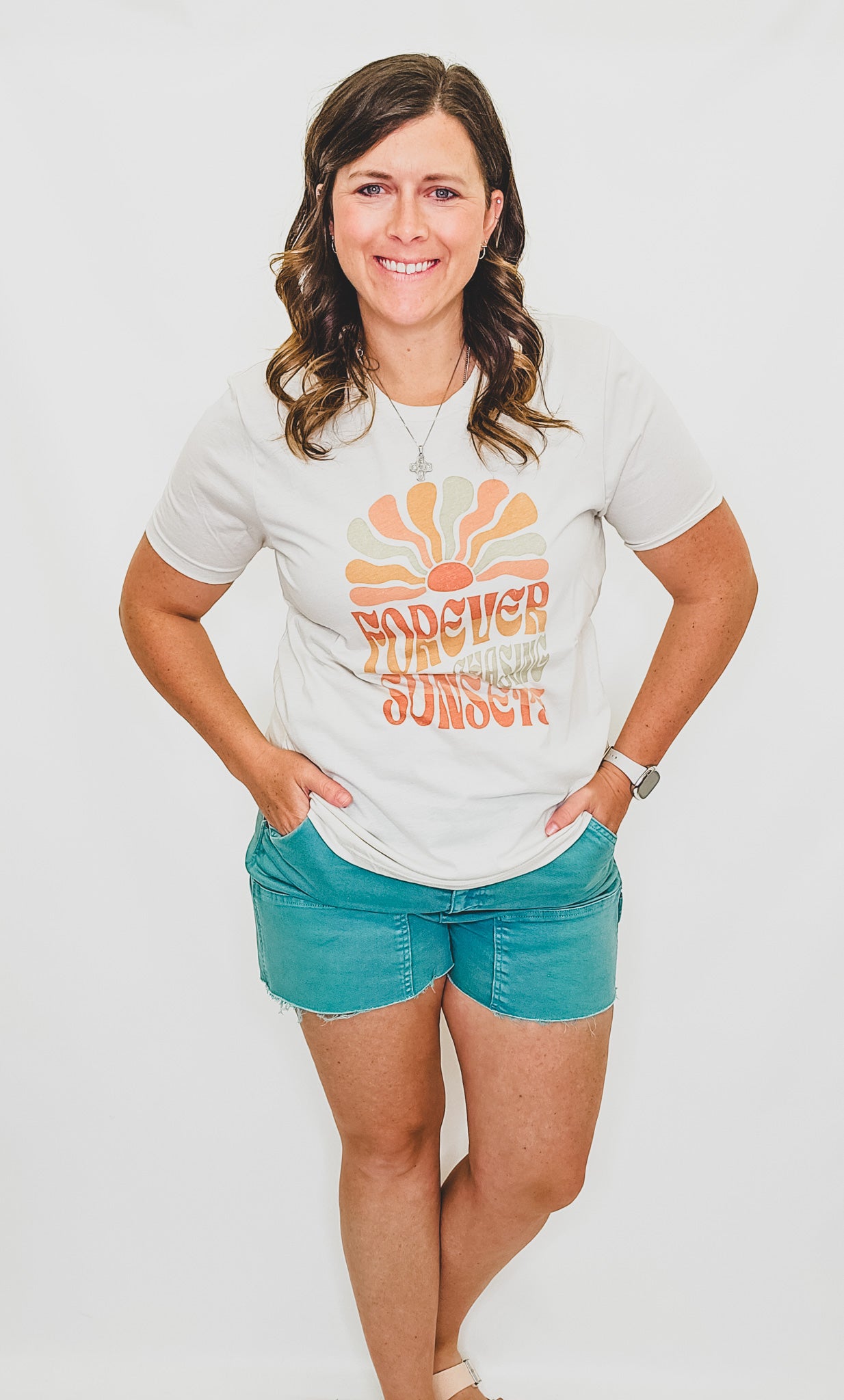 Forever Chasing Sunsets Heather Oatmeal Graphic Tee