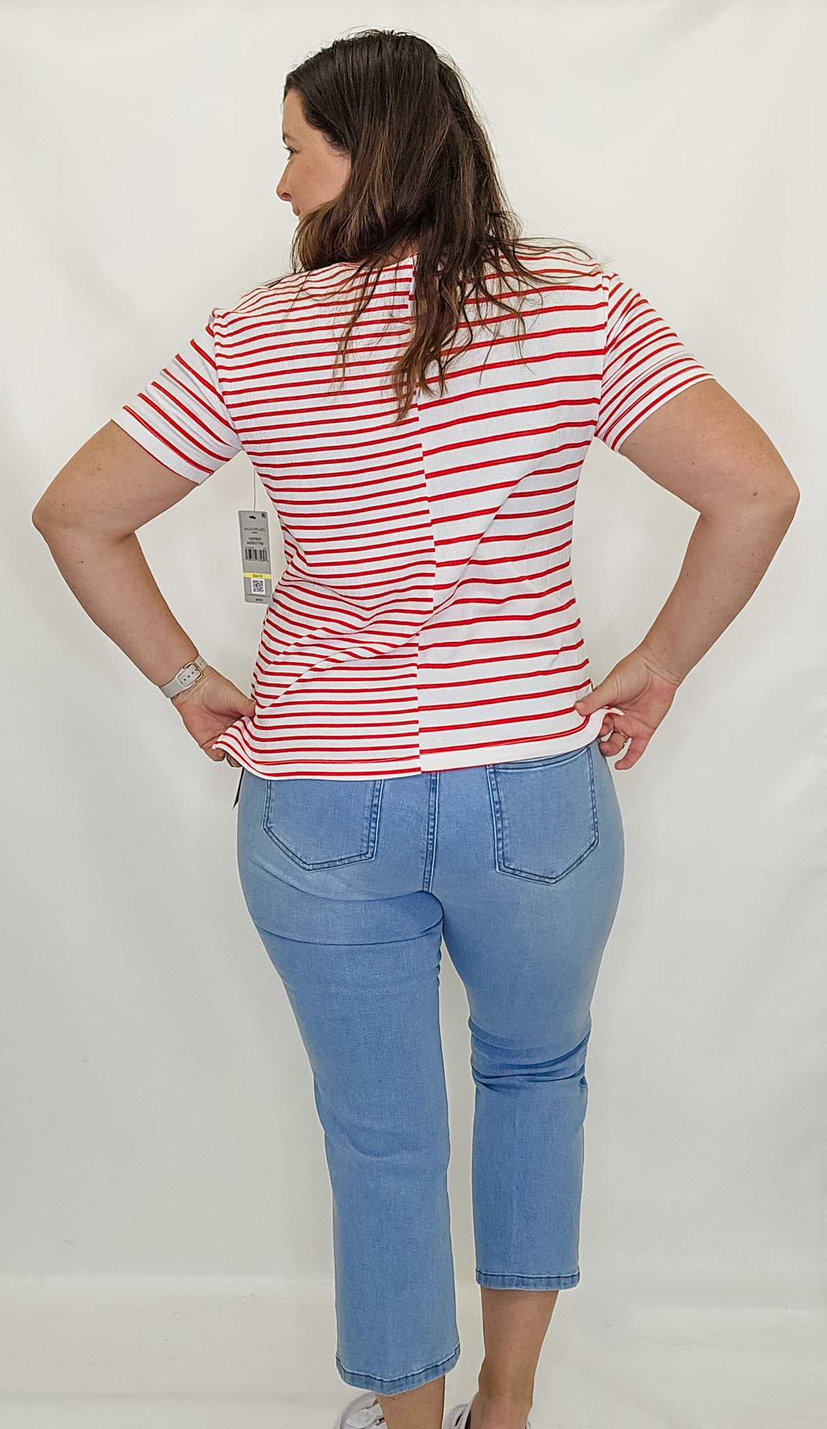 Multiples Red & White Stripe Short Sleeve