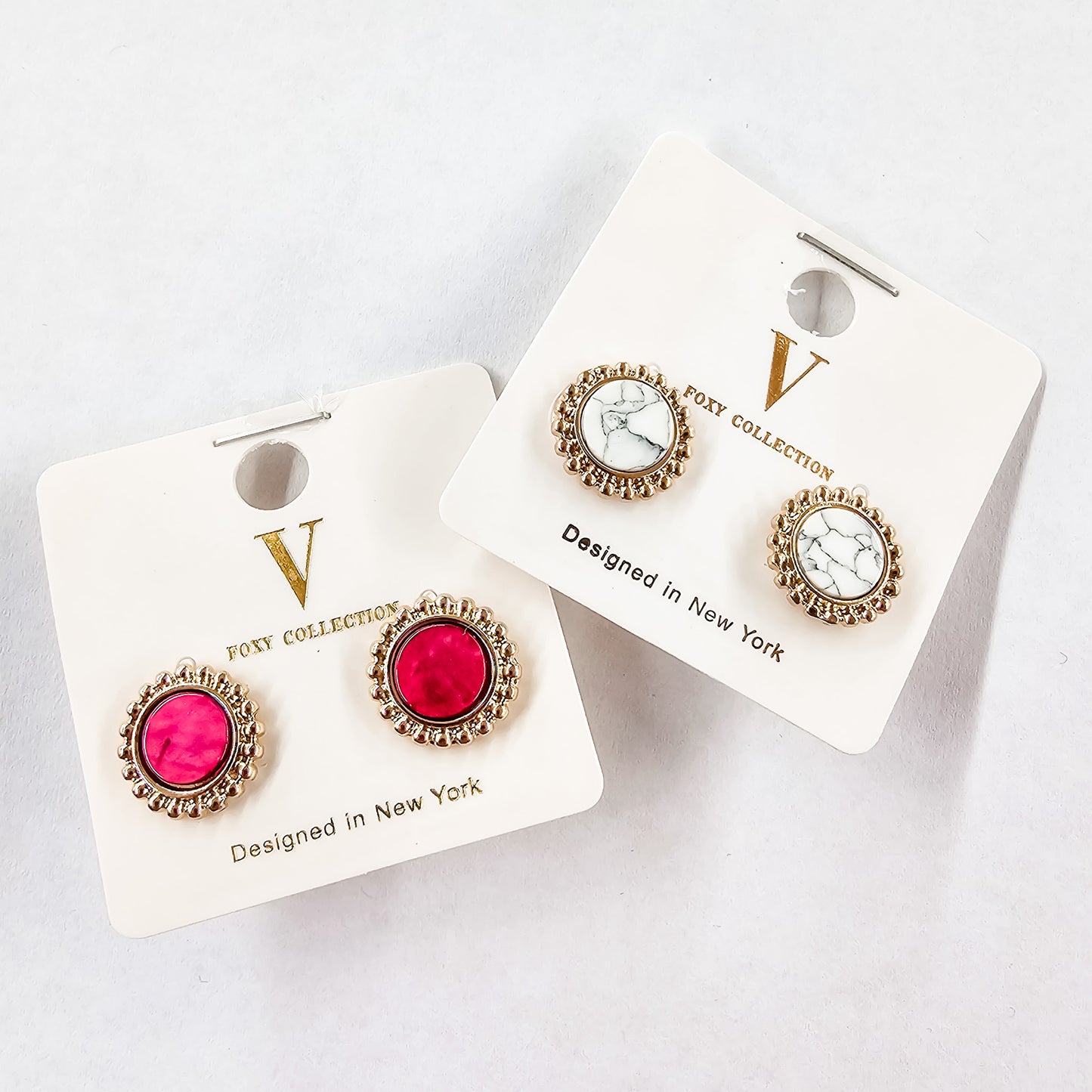 Colored Stone & Gold Earrings