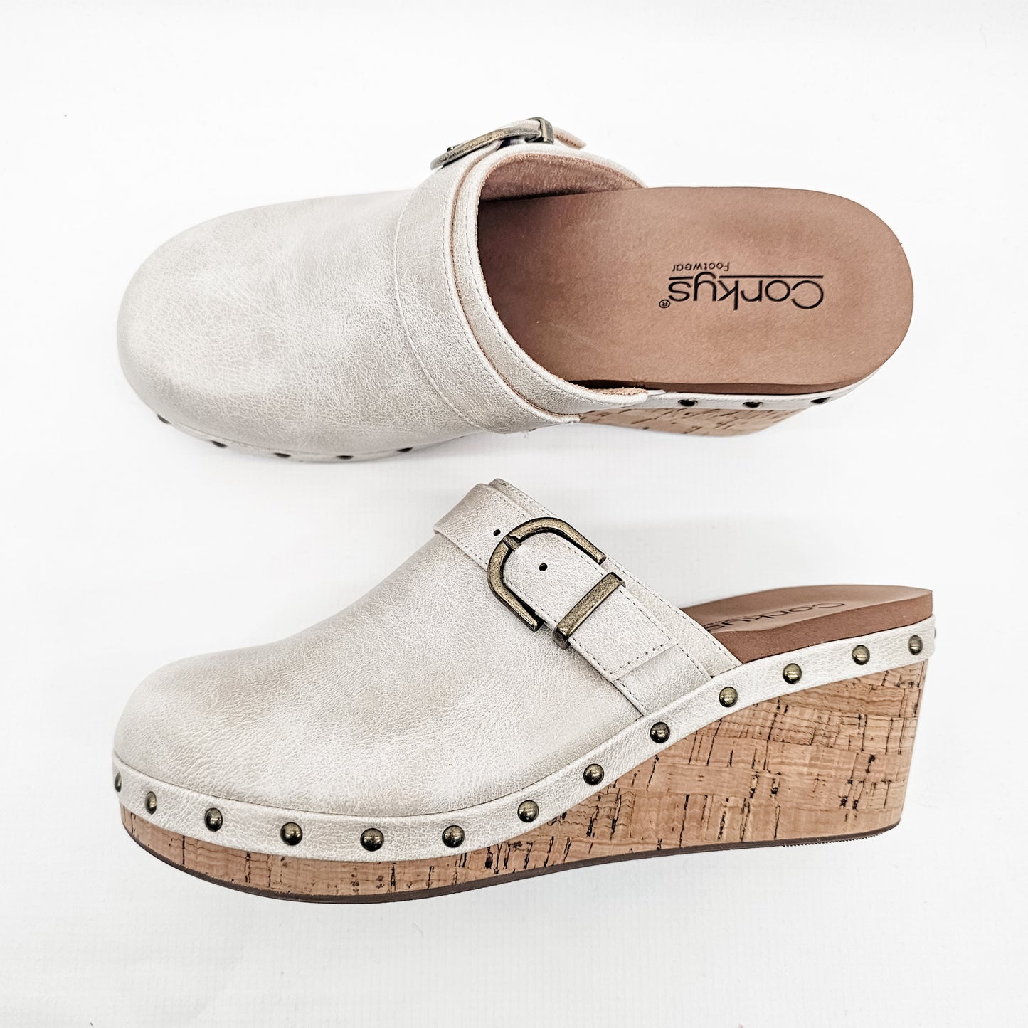 Corkys Ivory Who Knew Mule Wedge Shoe