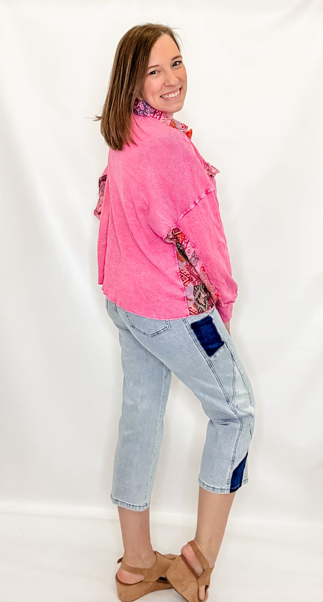 True Lux Wide Leg Crop with Side Seam Patches